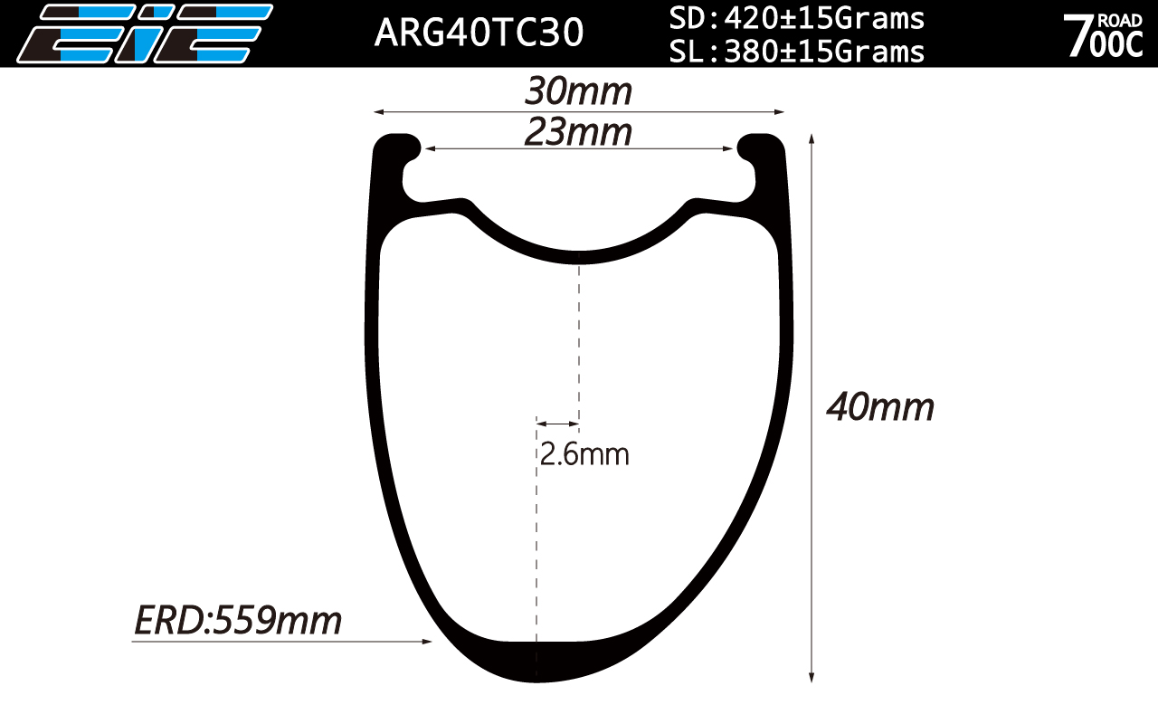 700C Gravel Aero Shape 40mm Depth 30mm width Carbon Rims