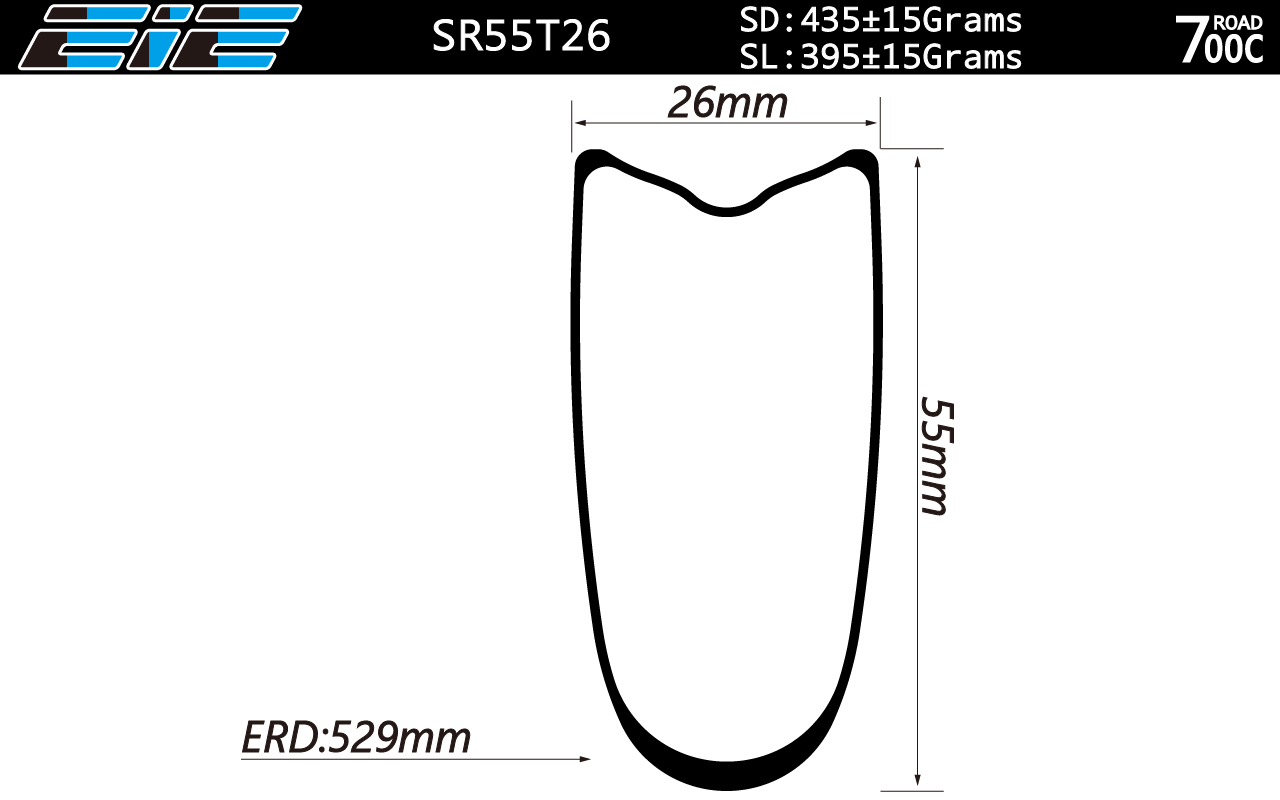 carbon road tubular rims 55mm deep 26mm wide 