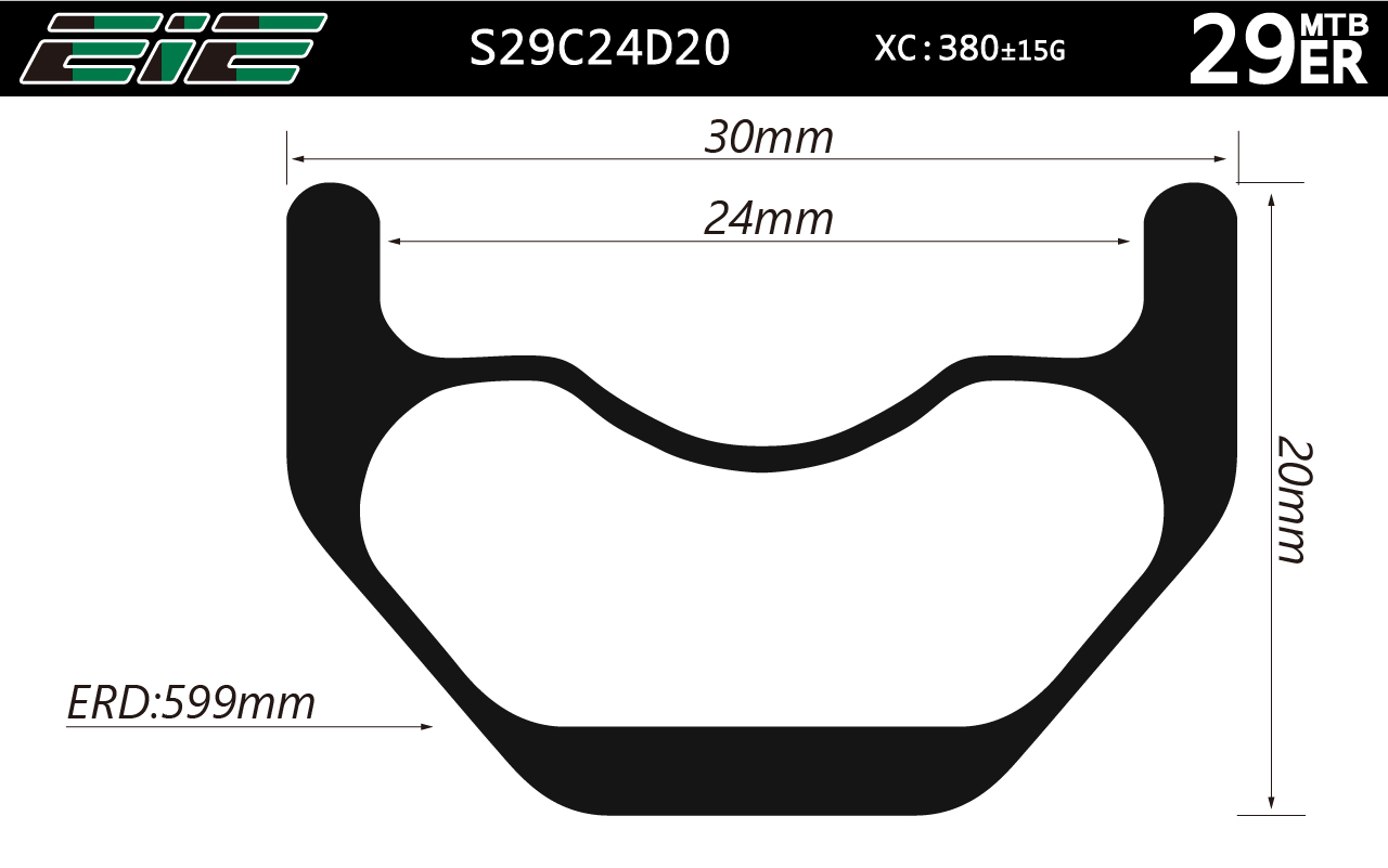 S29C24D20 29er carbon rims 30mm wide tubeless compatible