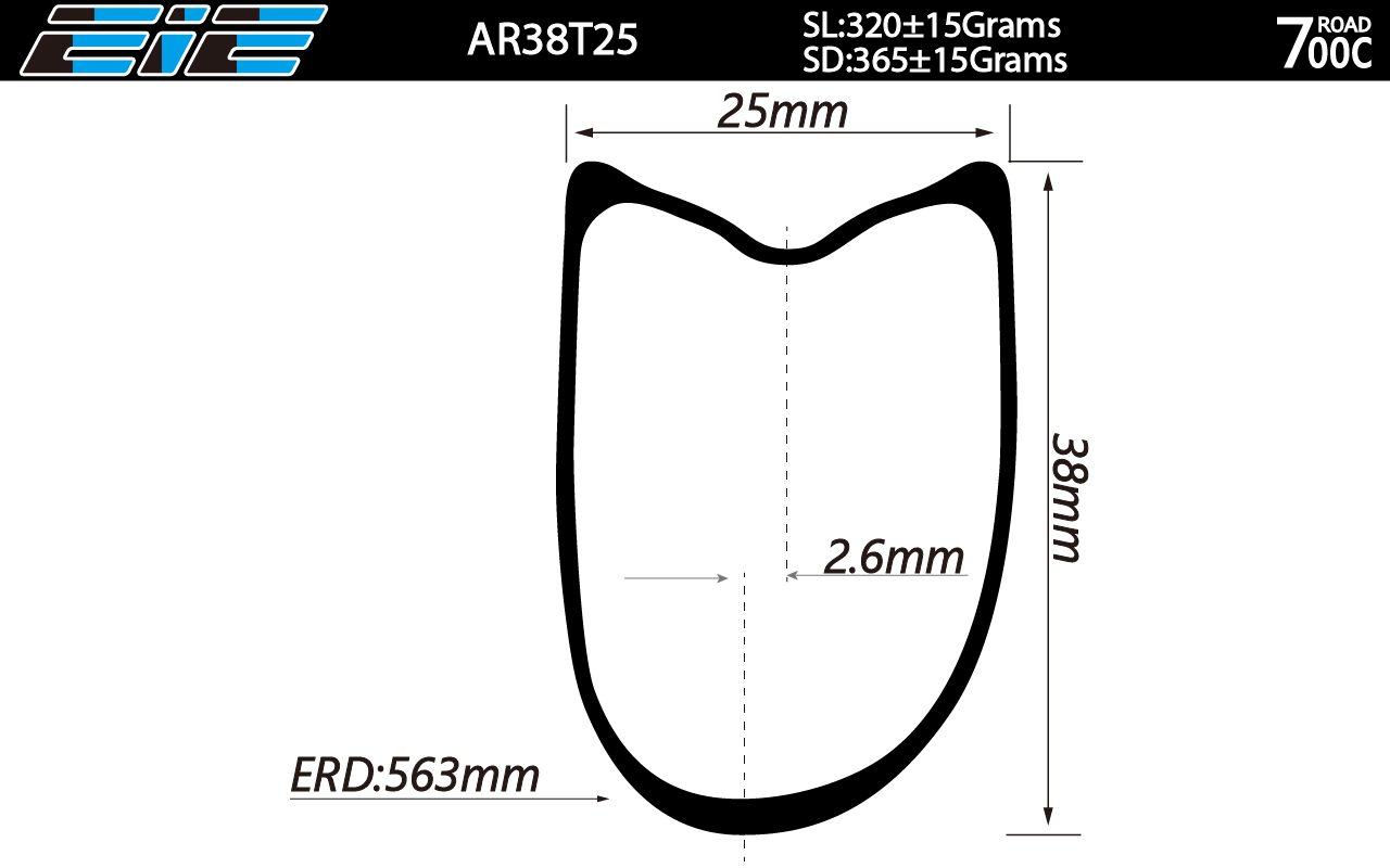 700C asymmetric carbon tubular rims 38mm deep 25mm wide for road bicycle