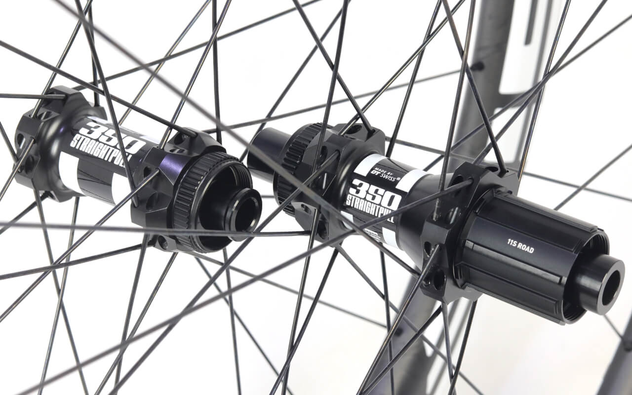 carbon road eie wheels with dt swiss 350 thru axle hubs shimano road 11s
