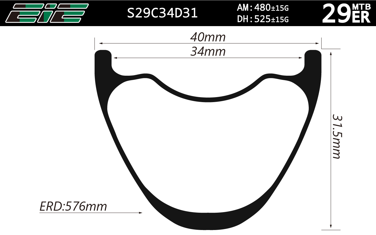 S29C34D31 29er 40mm wide clincher rims symmetric profile
