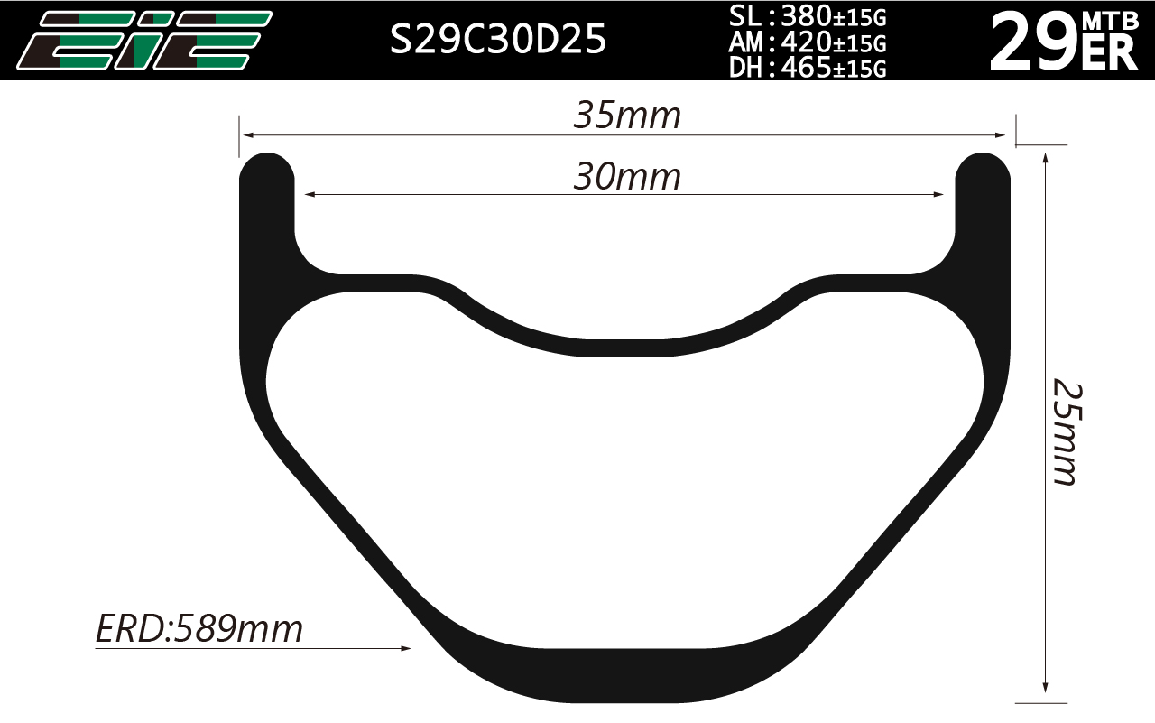 S29C30D25  symmetric 29er 30mm wide clincher carbon mtb rims for sale