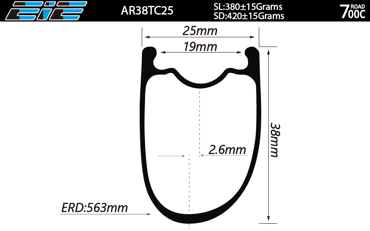 asymmetric carbon road rims 38mm deep 25mm wide profile