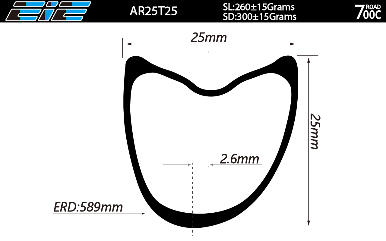 asymmetric carbon road tubular rims 25mm deep 25mm wide profile