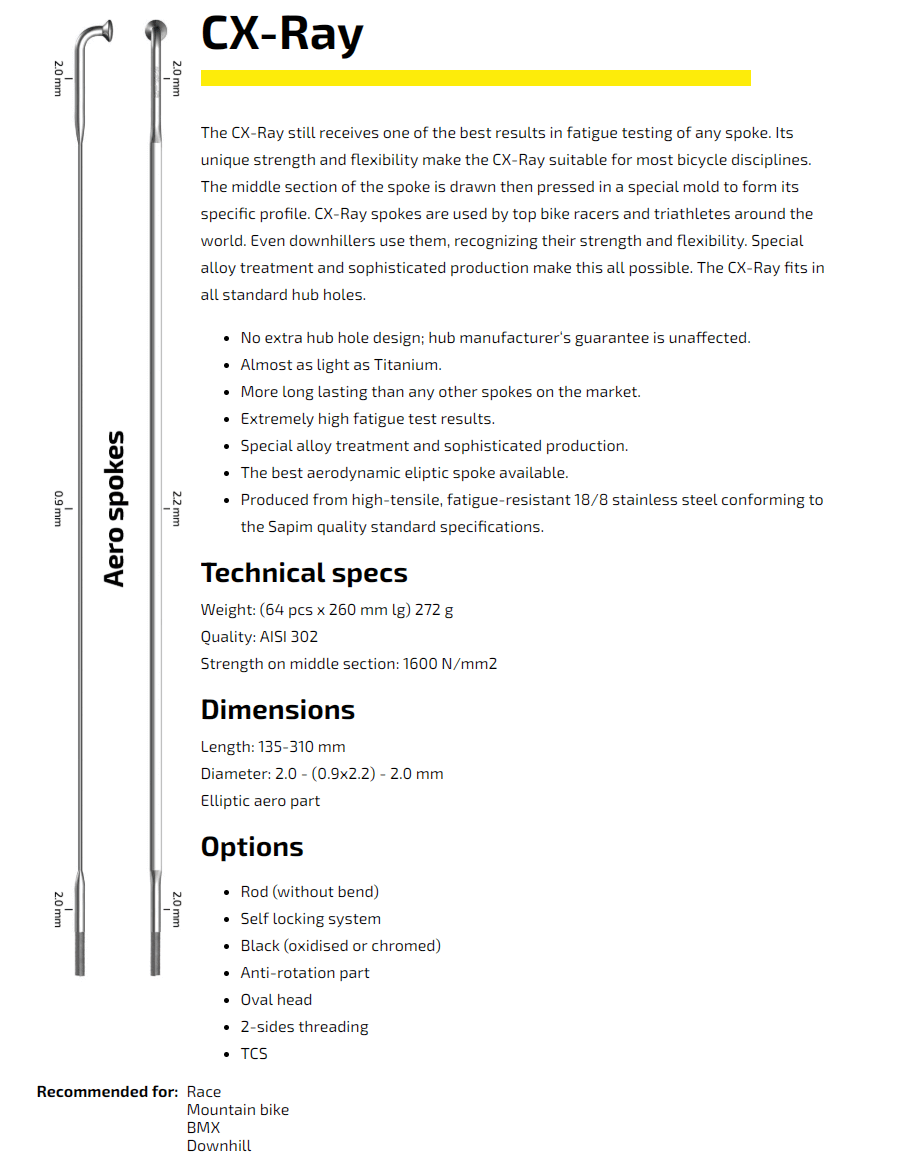 carbon bike wheels spokes:Sapim CX-Ray