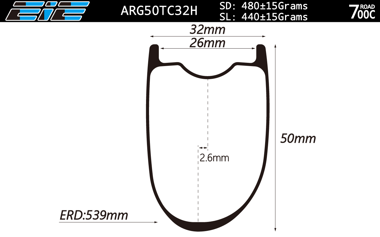 ARG50TC32H New hookless 700C tubeless bicycle wheels 32mm wide 50 deep clincher for cyclocross road and gravel bikes