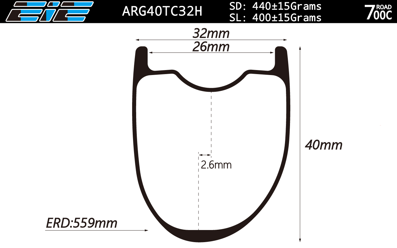 ARG40TC32H New 700C tubeless bicycle wheels hookless 32mm wide 40 deep clincher for cyclocross road and gravel bikes