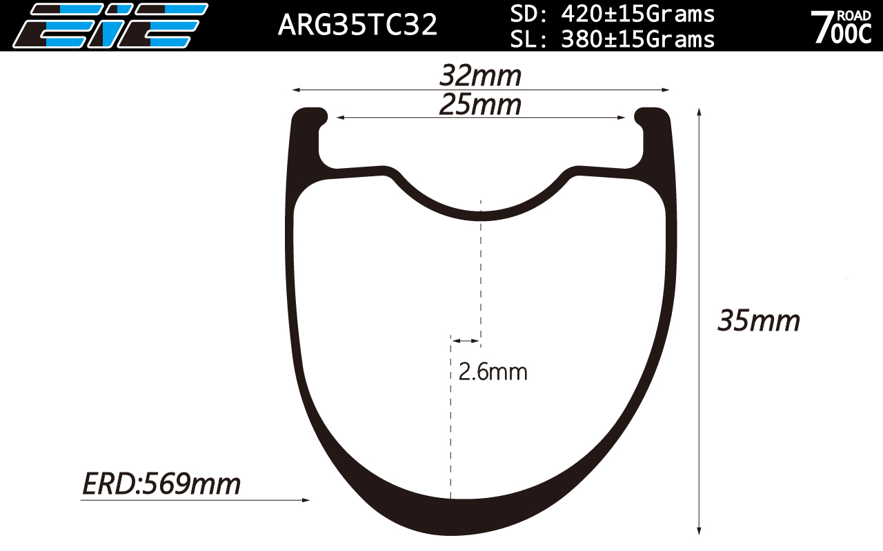 ARG35TC32 700C tubeless bicycle wheels 32mm wide 35 deep clincher for cyclocross road and gravel bikes