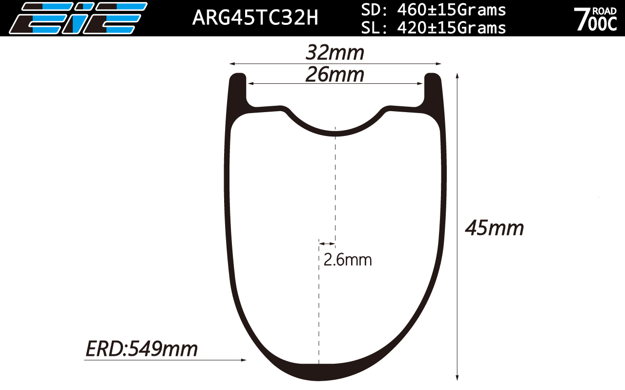 ARG45TC32H New hookless 700C tubeless bicycle wheels 32mm wide 45 deep clincher for cyclocross road and gravel bikes