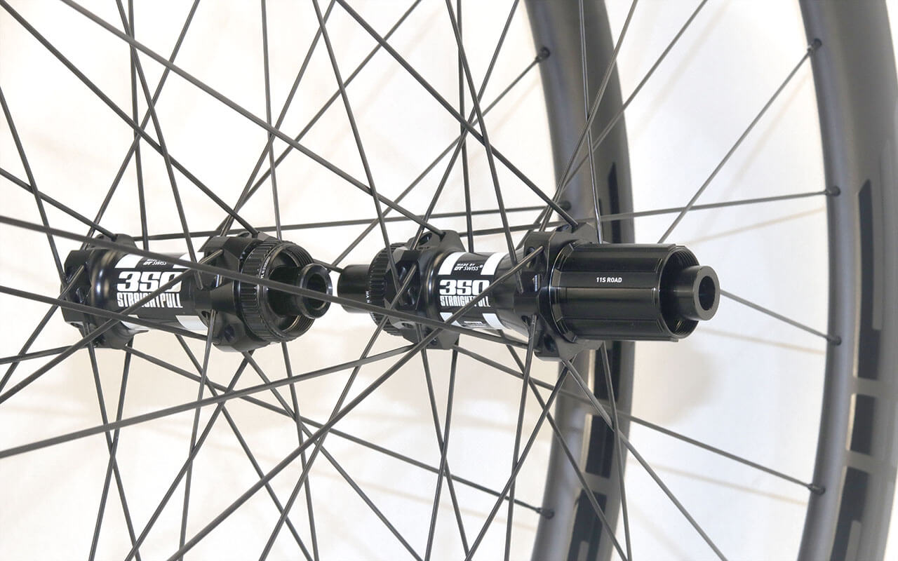 carbon road disc wheelset with dt swiss 350 hubset 