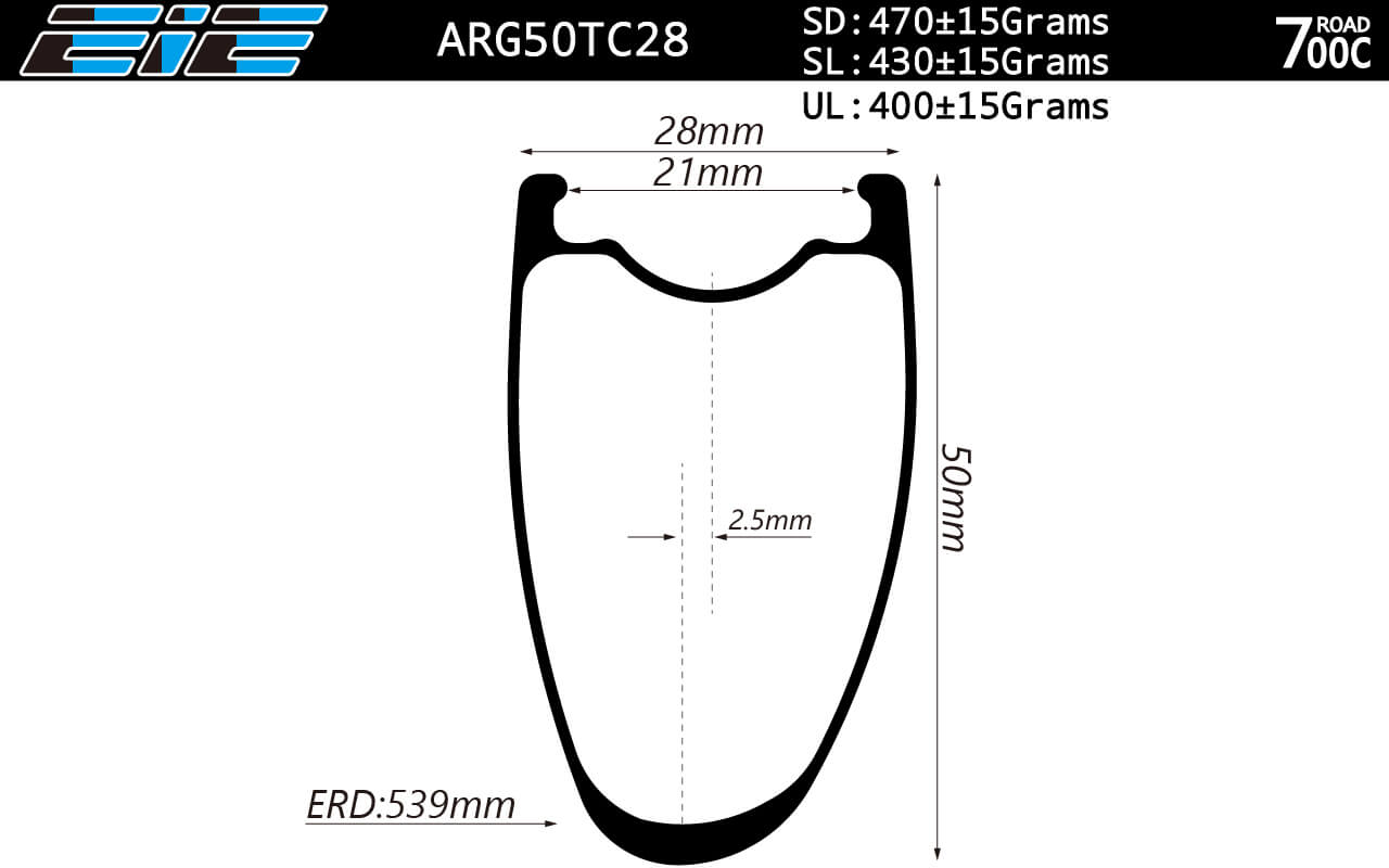 Asymmetric 700C 50mm deep 28mm wide carbon fiber rims for road cyclocross and gravel disc bicycles