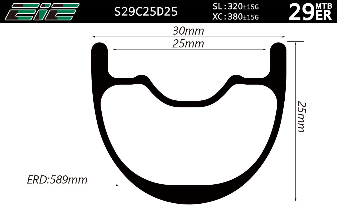 eie s29c25d25 symmetric rim profile carbon 29er mtb rims 30mm wide 25mm deep