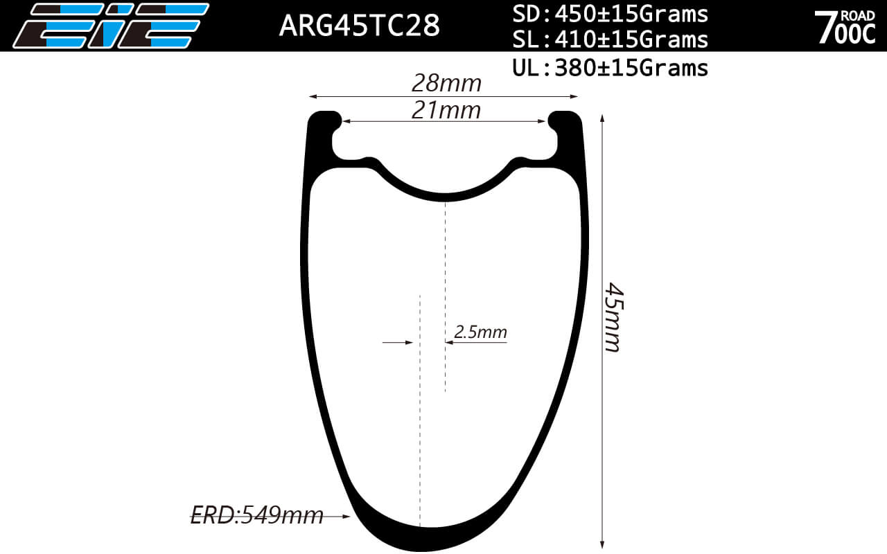 700C 45mm deep 28mm wide asymmetric carbon road rims  for gravel/cx disc bicycles