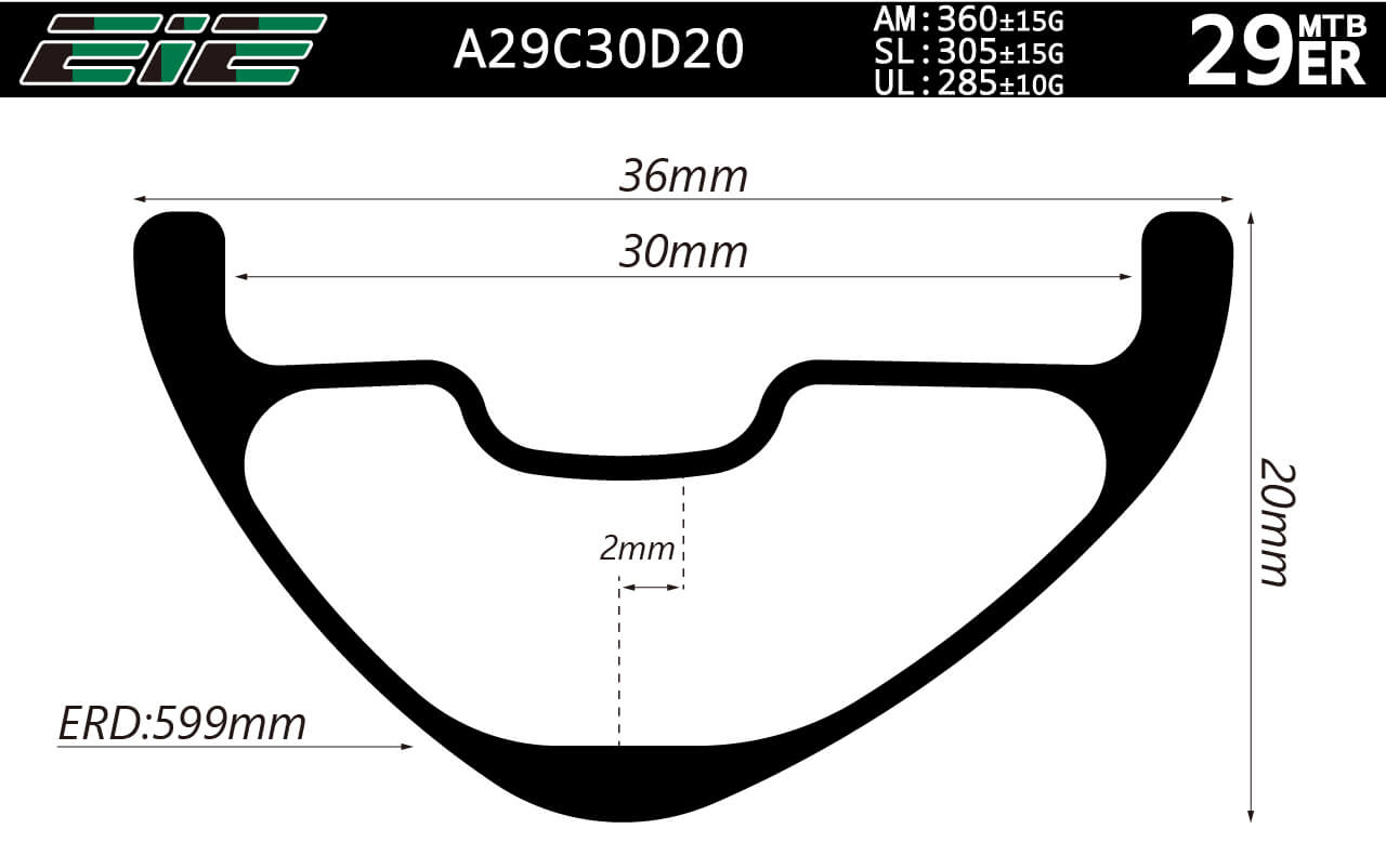 The new lightest asymmetric 29er 30mm inner wide carbon rims for cross-country