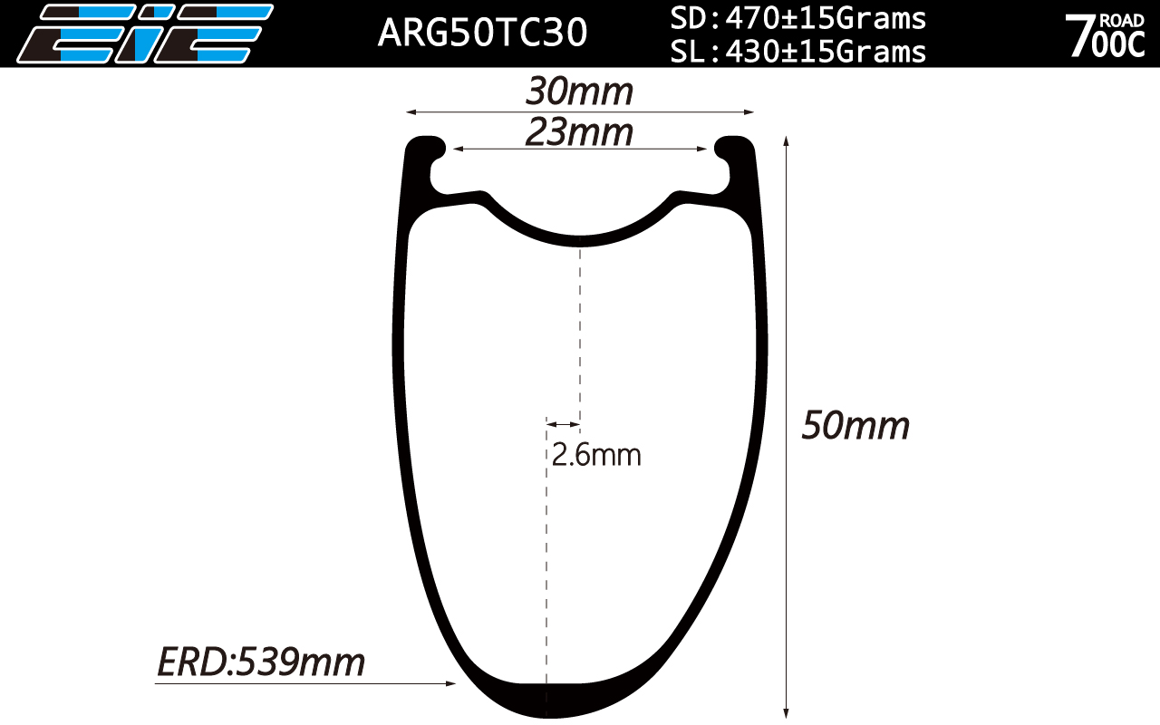 ARG50TC30 Road carbon rims