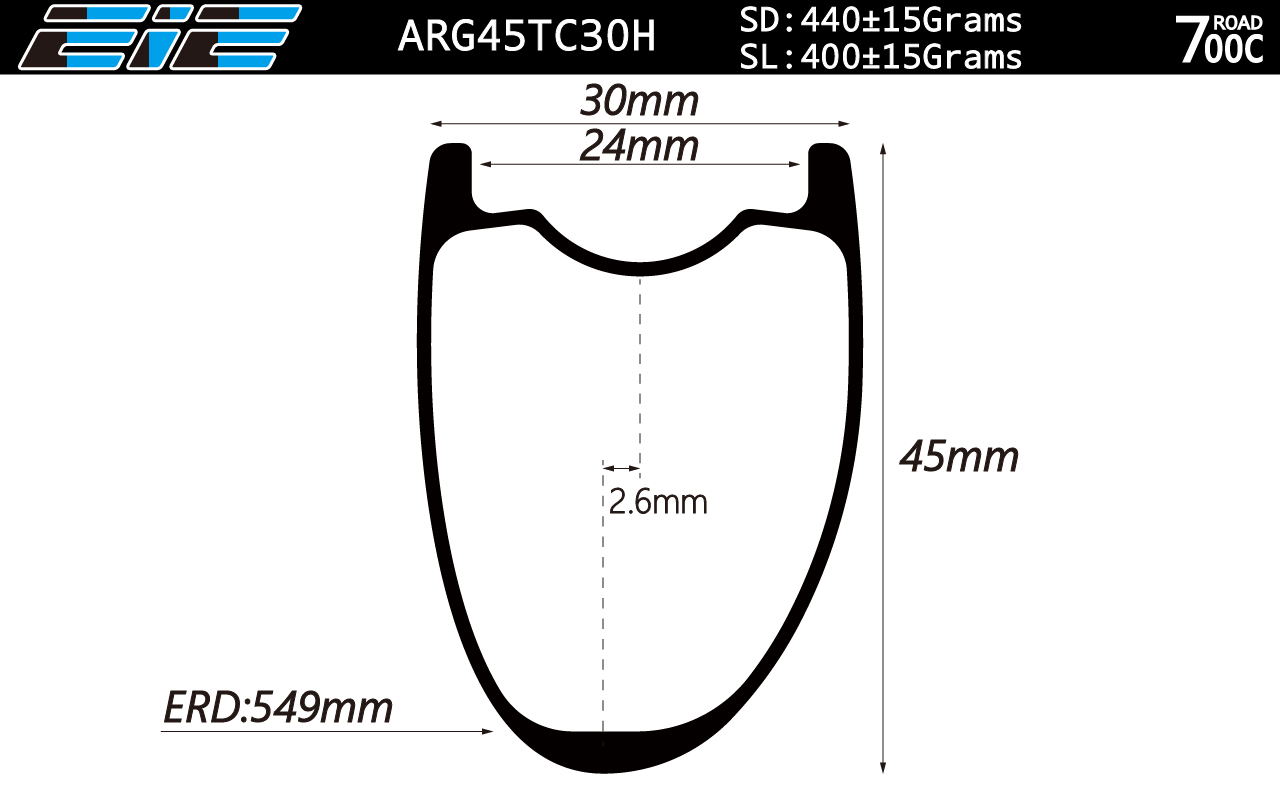 700C Gravel Aero Shape 45mm Depth 30mm width Carbon Rims