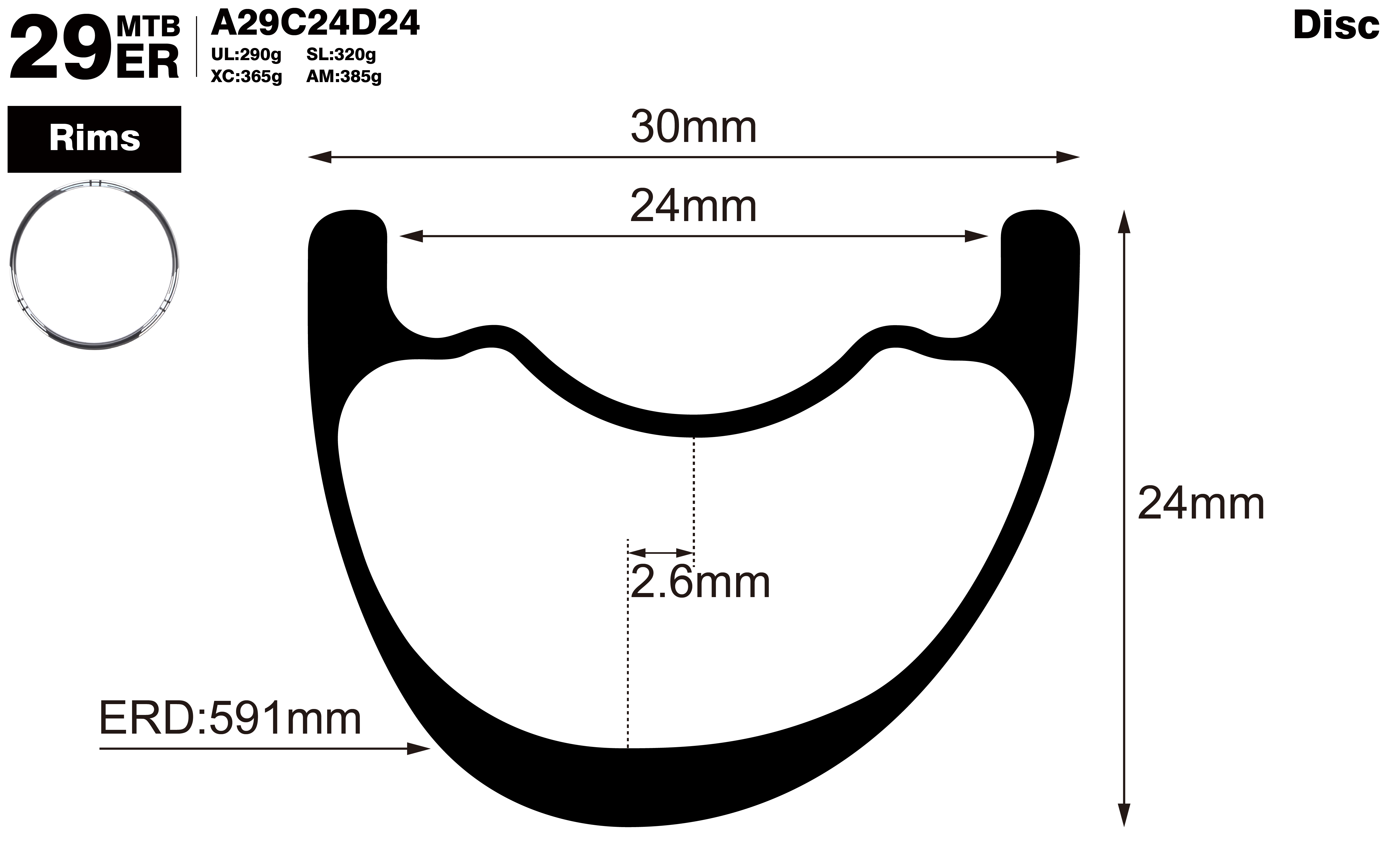 29er-I24-D24-asymmetric-mountain-bike-hookless-XC-carbon-rims-profile-drawing