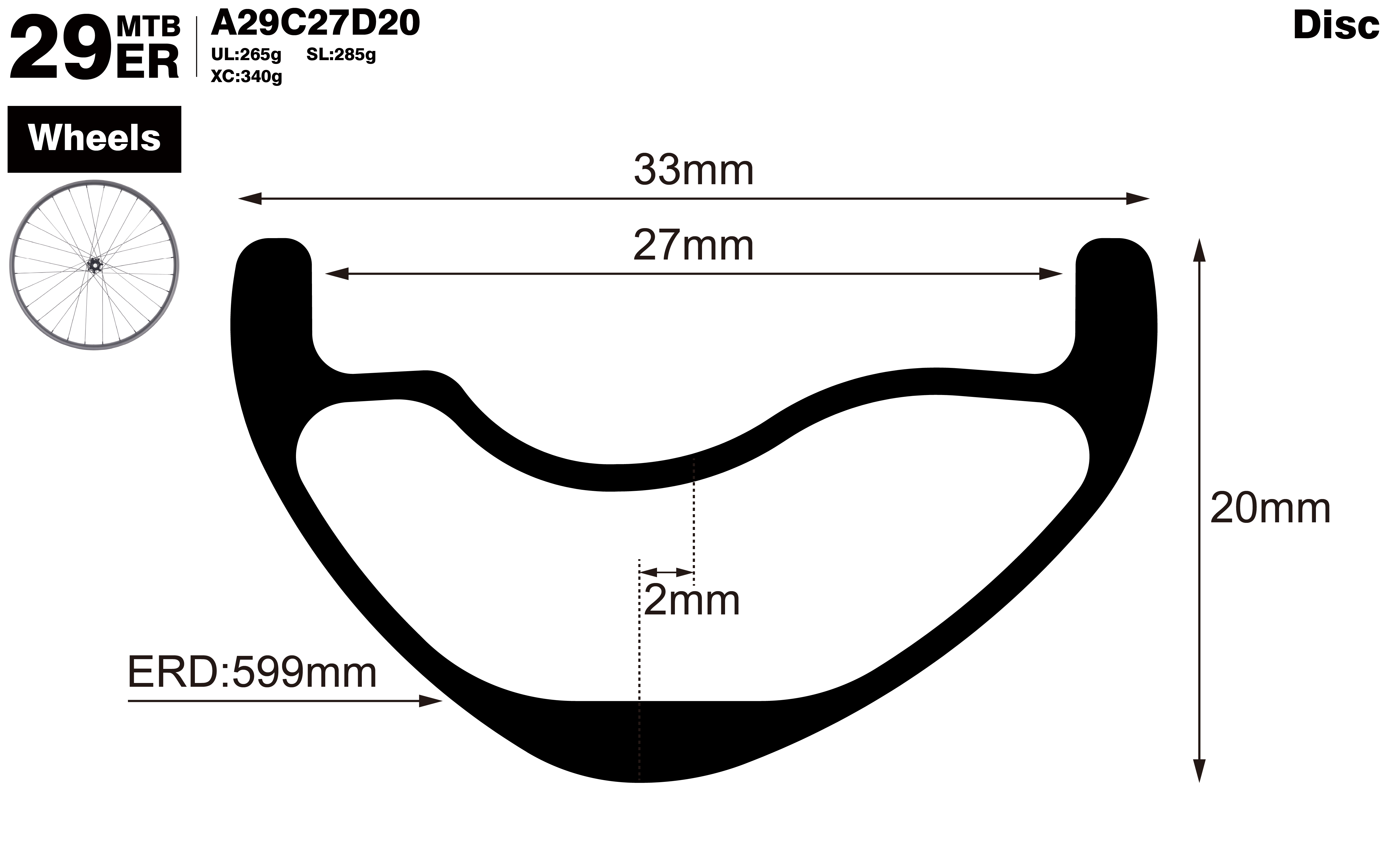 29er-I27-D20-asymmetric-mountain-bike-hookless-XC-carbon-wheels-profile-drawing