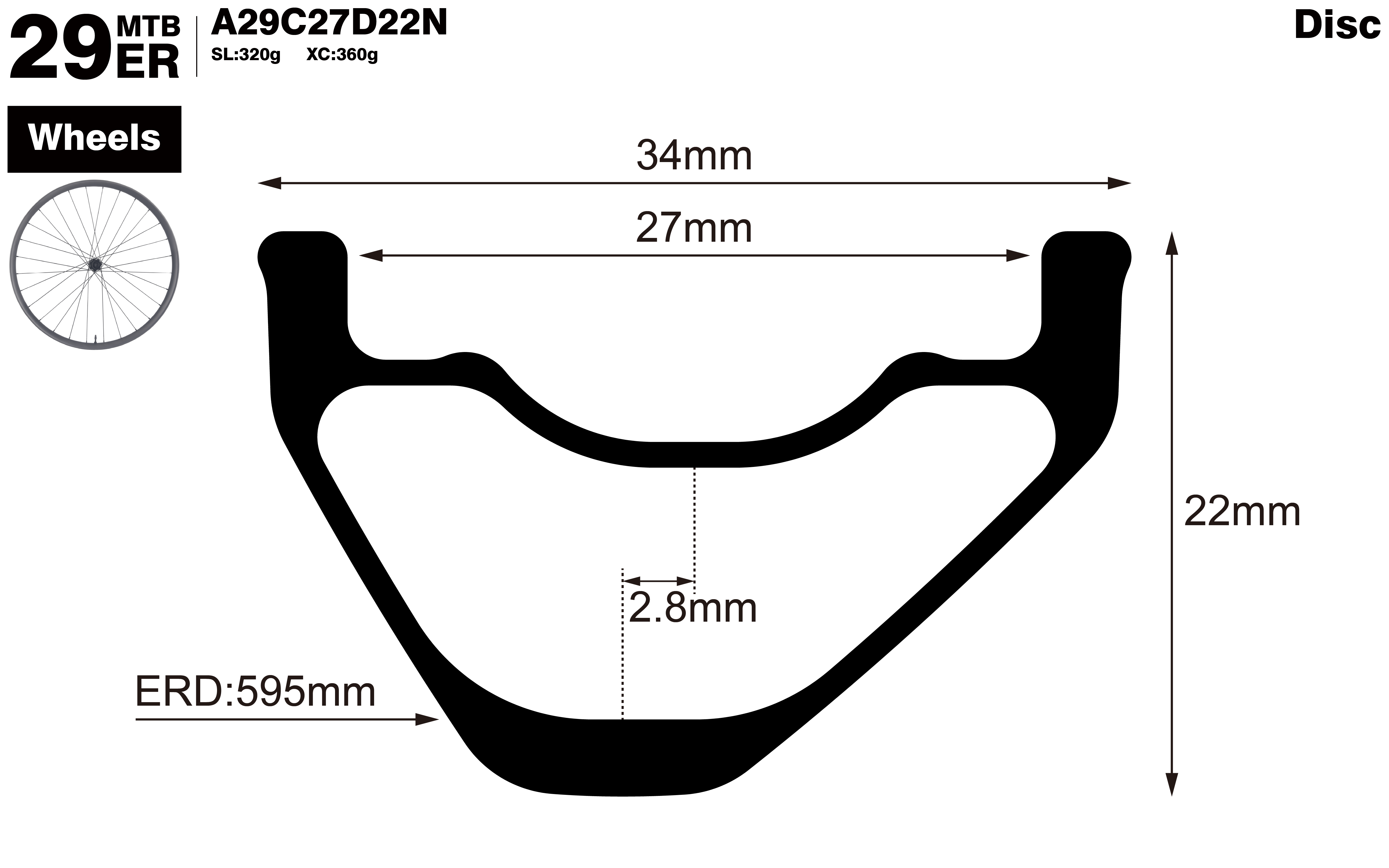 29er-I27-D22-asymmetric-mountain-bike-hookless-XC-carbon-wheels-profile-drawing