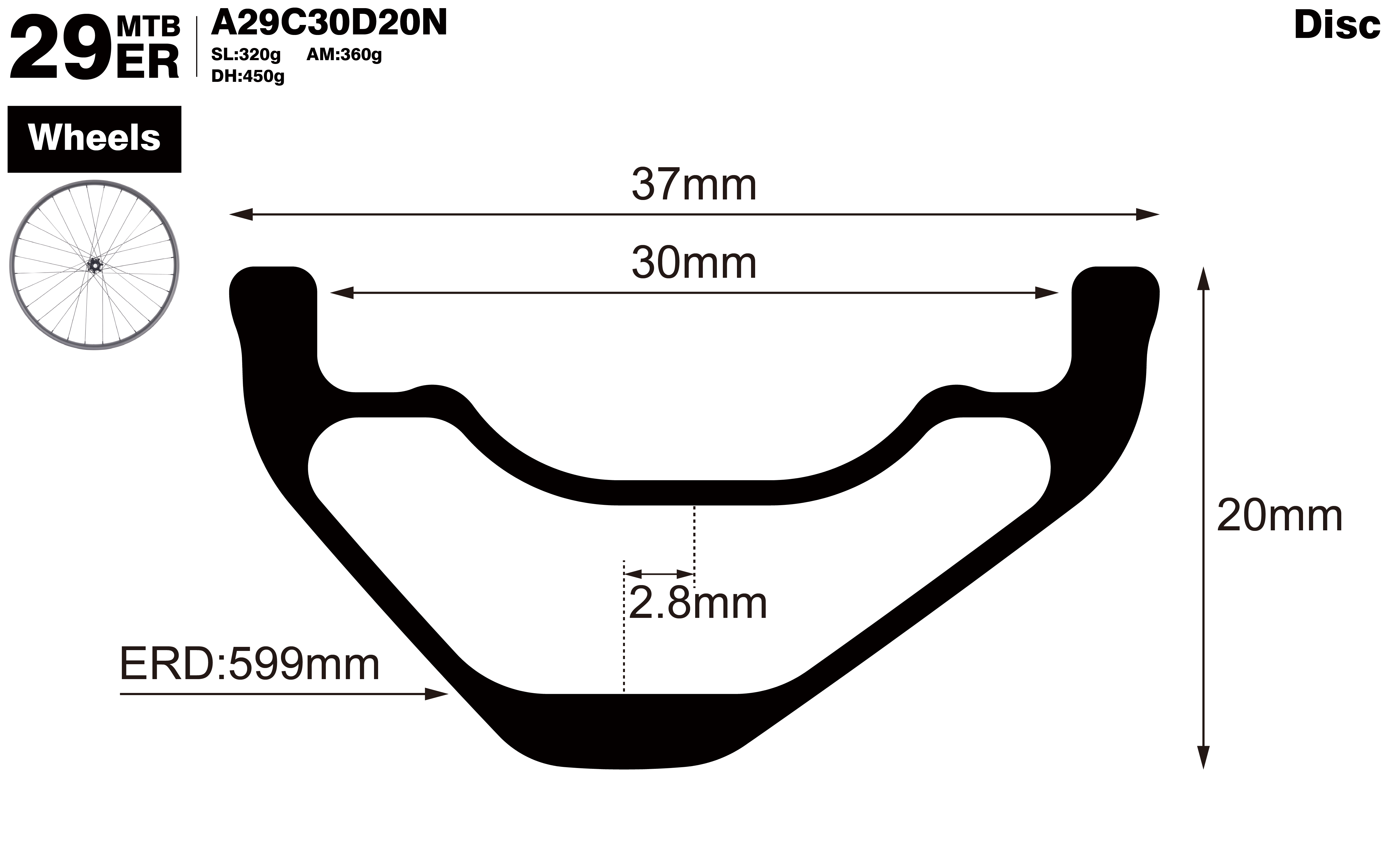29er-I30-D20-asymmetric-mountain-bike-AM-carbon-wheels-profile-drawing