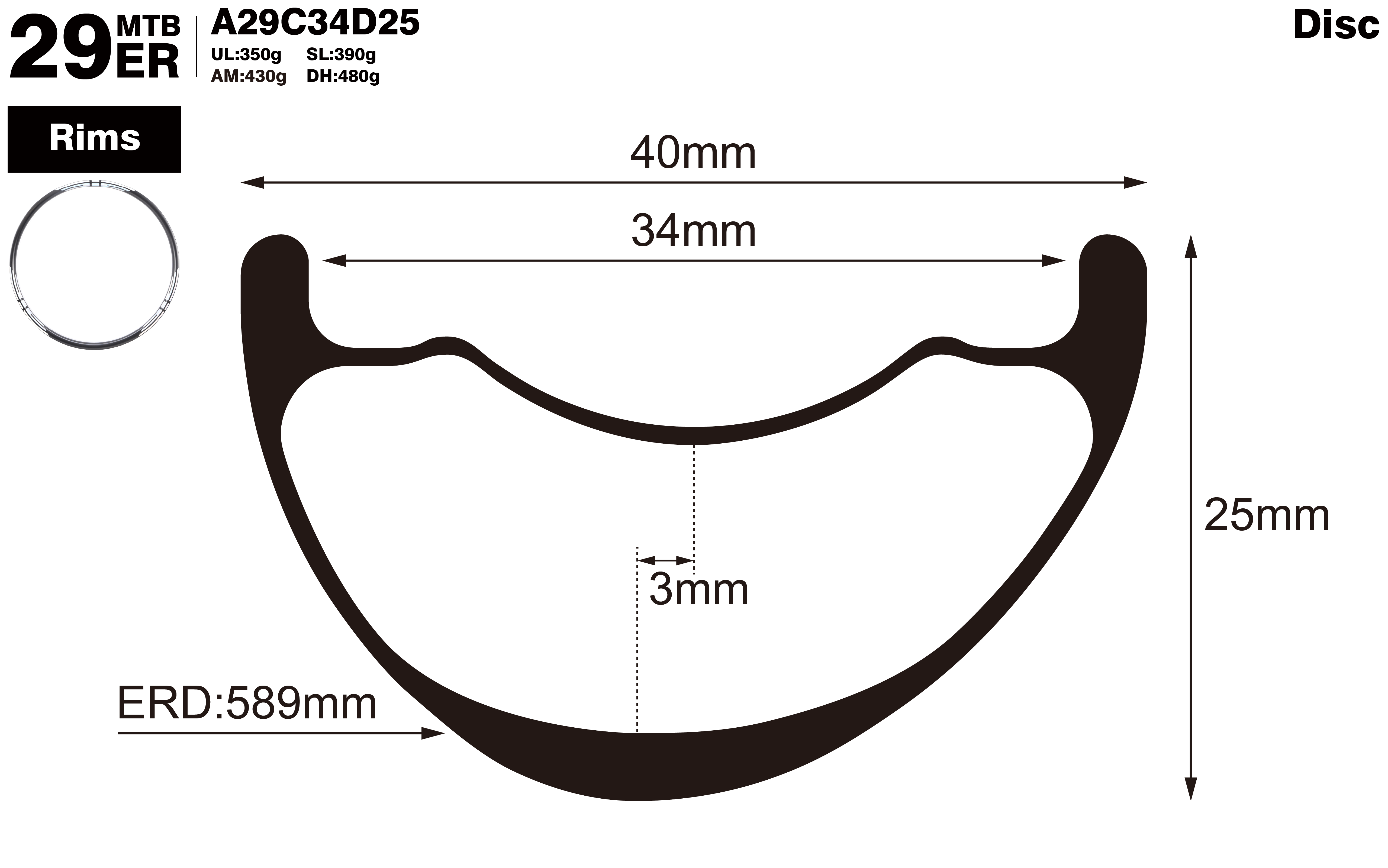 29er-I34-D25-asymmetric-mountain-bike-hookless-AM-carbon-rims-profile-drawing