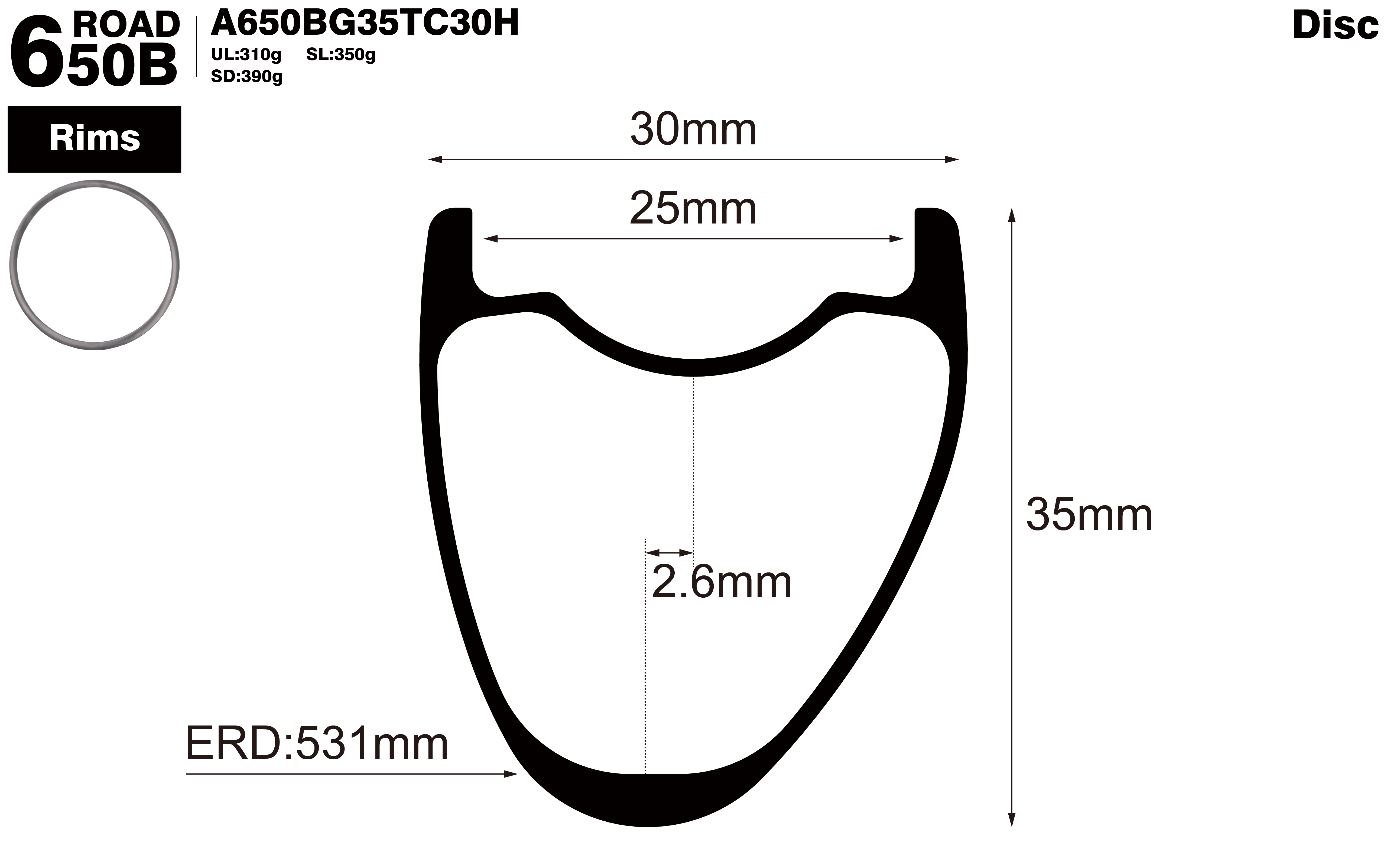650B-I25-D35-asymmetric-road-bike-gravel-carbon-rims-profile-drawing