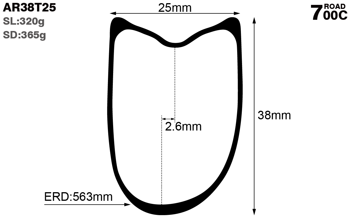 700C-I25-D38-asymmetric-road-bike-tubular-carbon-rims-and-wheels-profile-drawing