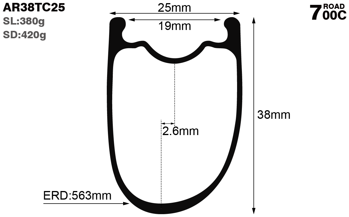 700C-I19-D38-asymmetric-road-bike-clincher-carbon-rims-and-wheels-profile-drawing