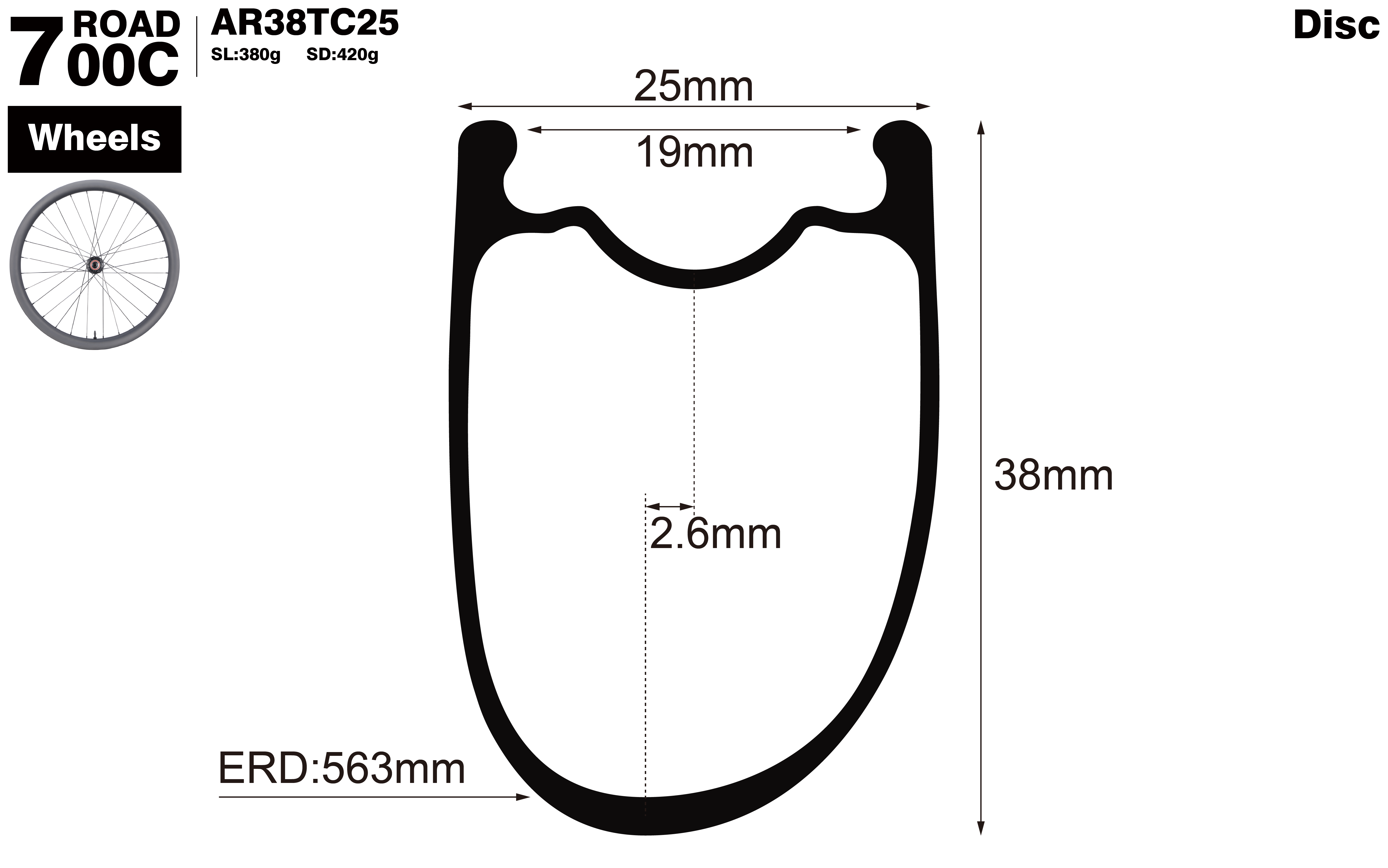 700C-I19-D38-asymmetric-road-bike-clincher-carbon-wheels-profile-drawing