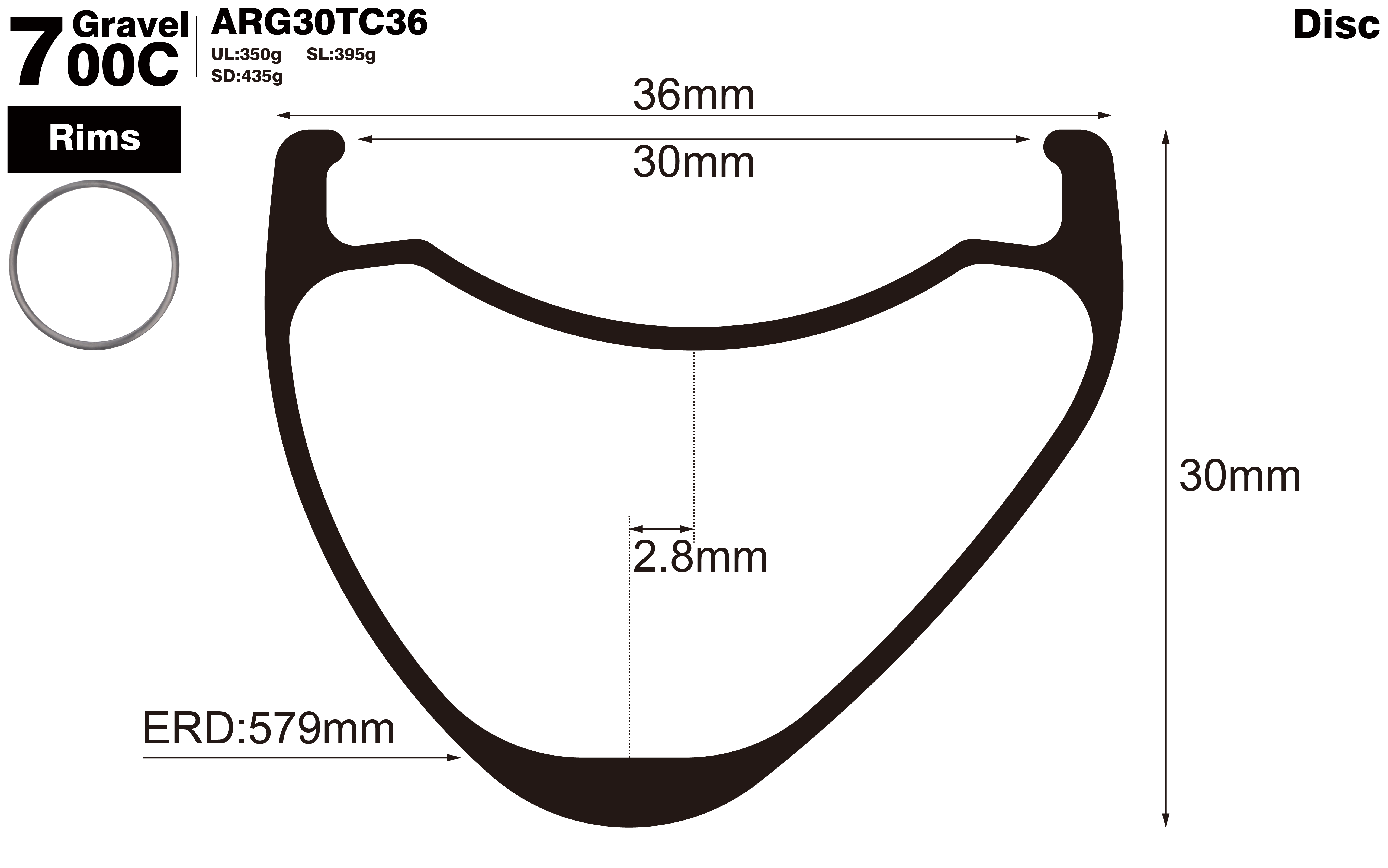 700c-I30-D30-asymmetric-road-bike-gravel-carbon-rims-profile-drawing