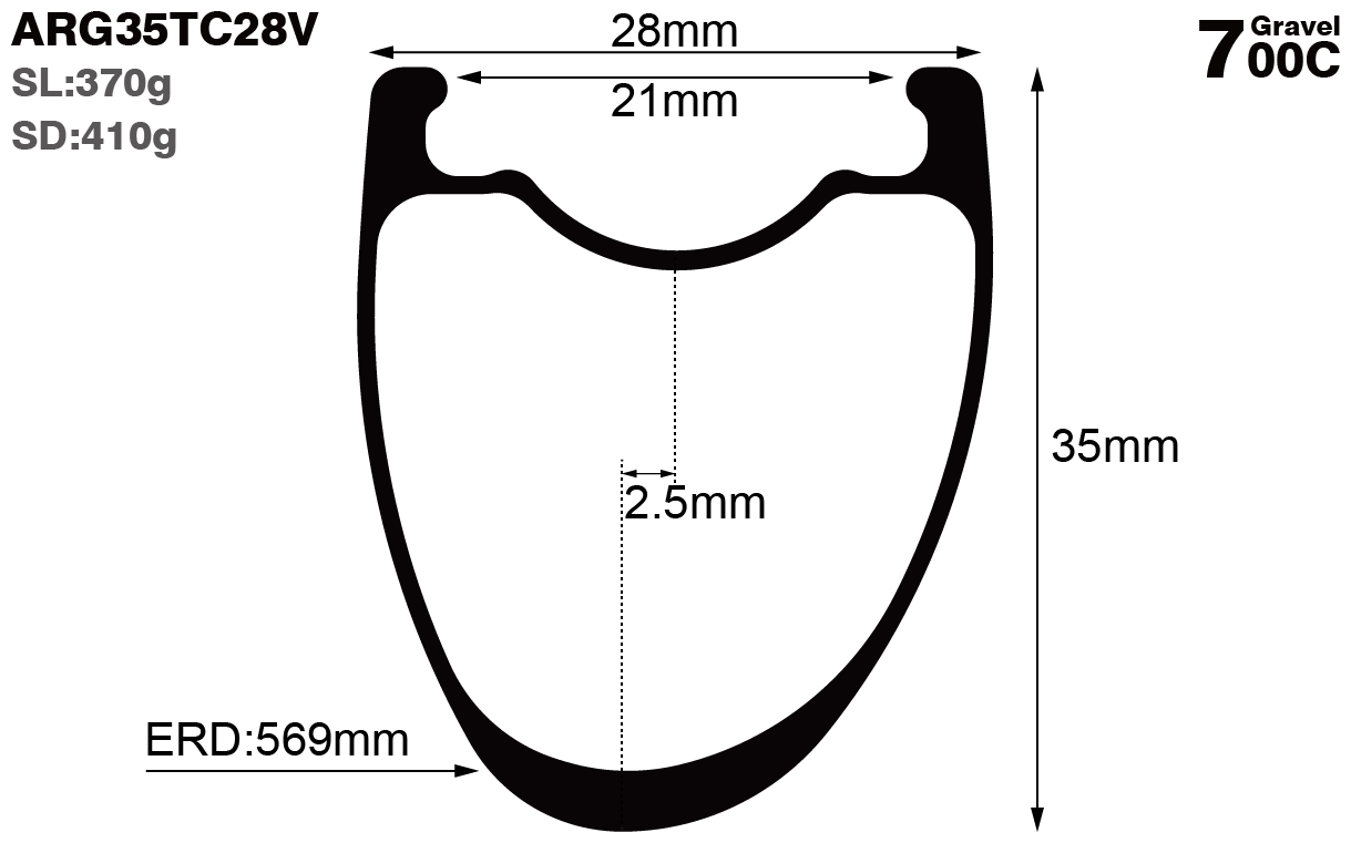 700C-I21-D35-symmetric-road-bike-clincher-carbon-hook-rims-and-wheels-profile-drawing