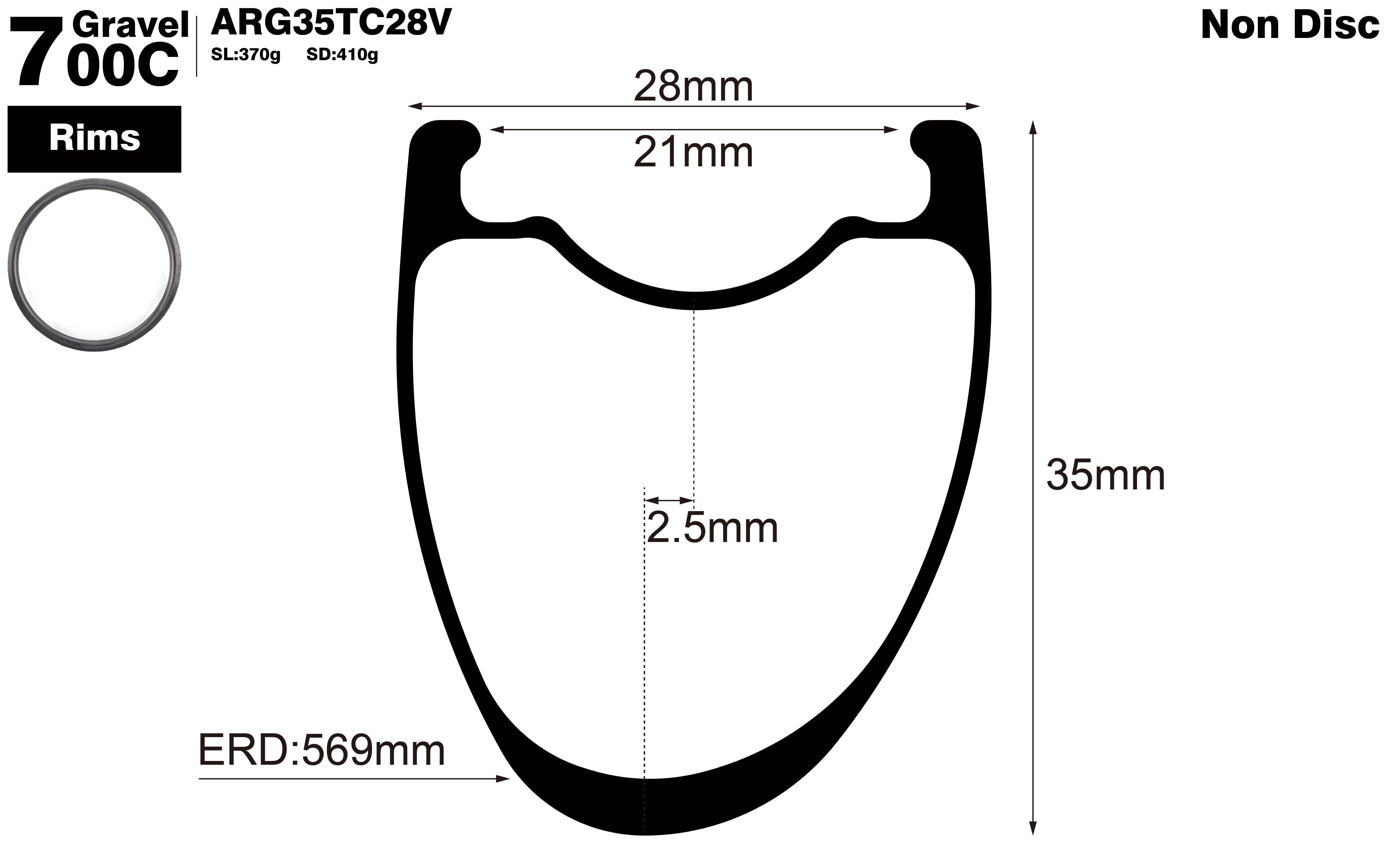 700C-I21-D35-symmetric-road-bike-clincher-carbon-hook-rims-profile-drawing