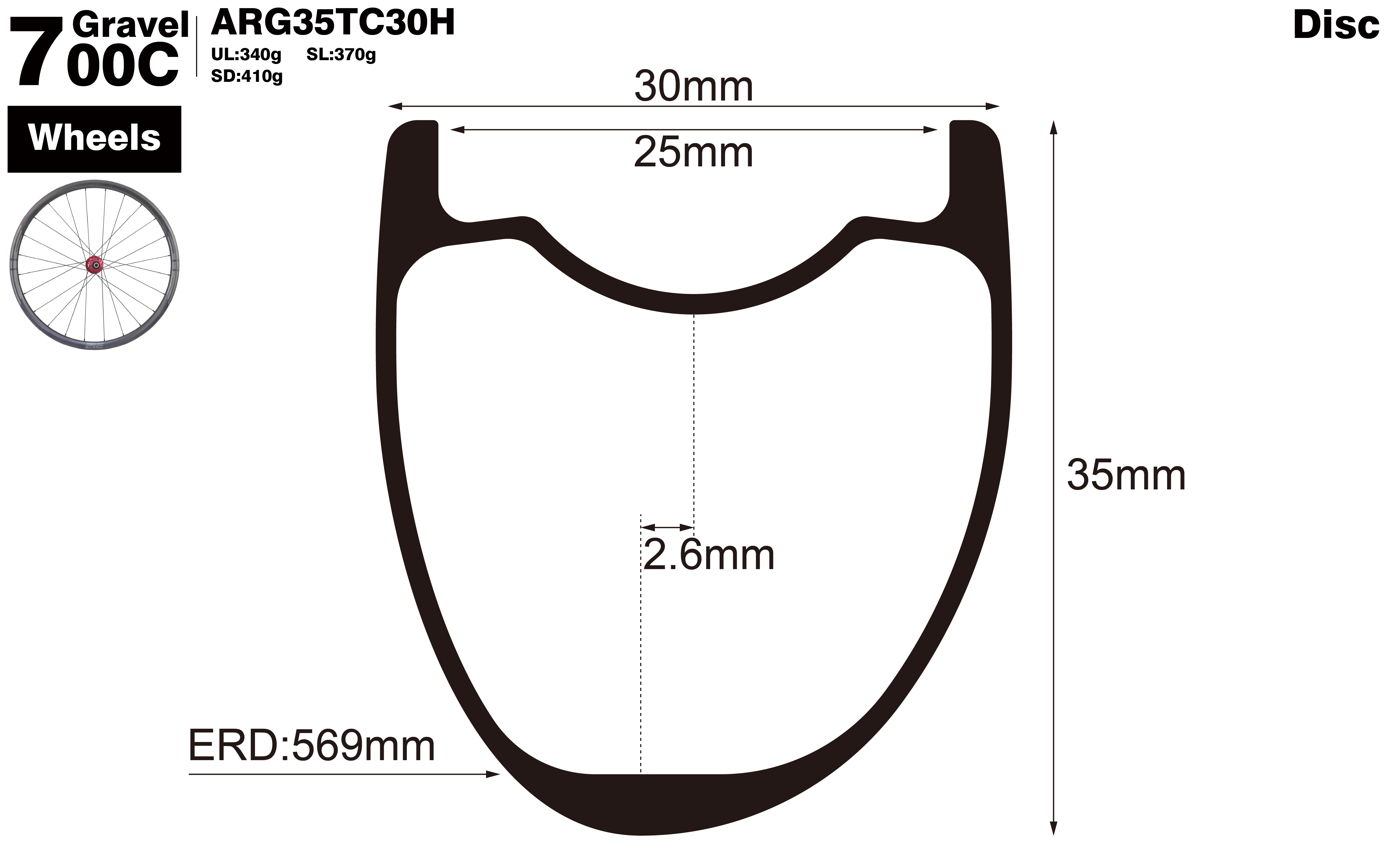 700C-I25-D35-asymmetric-road-bike-hookless-gravel-carbon-wheels-profile-drawing