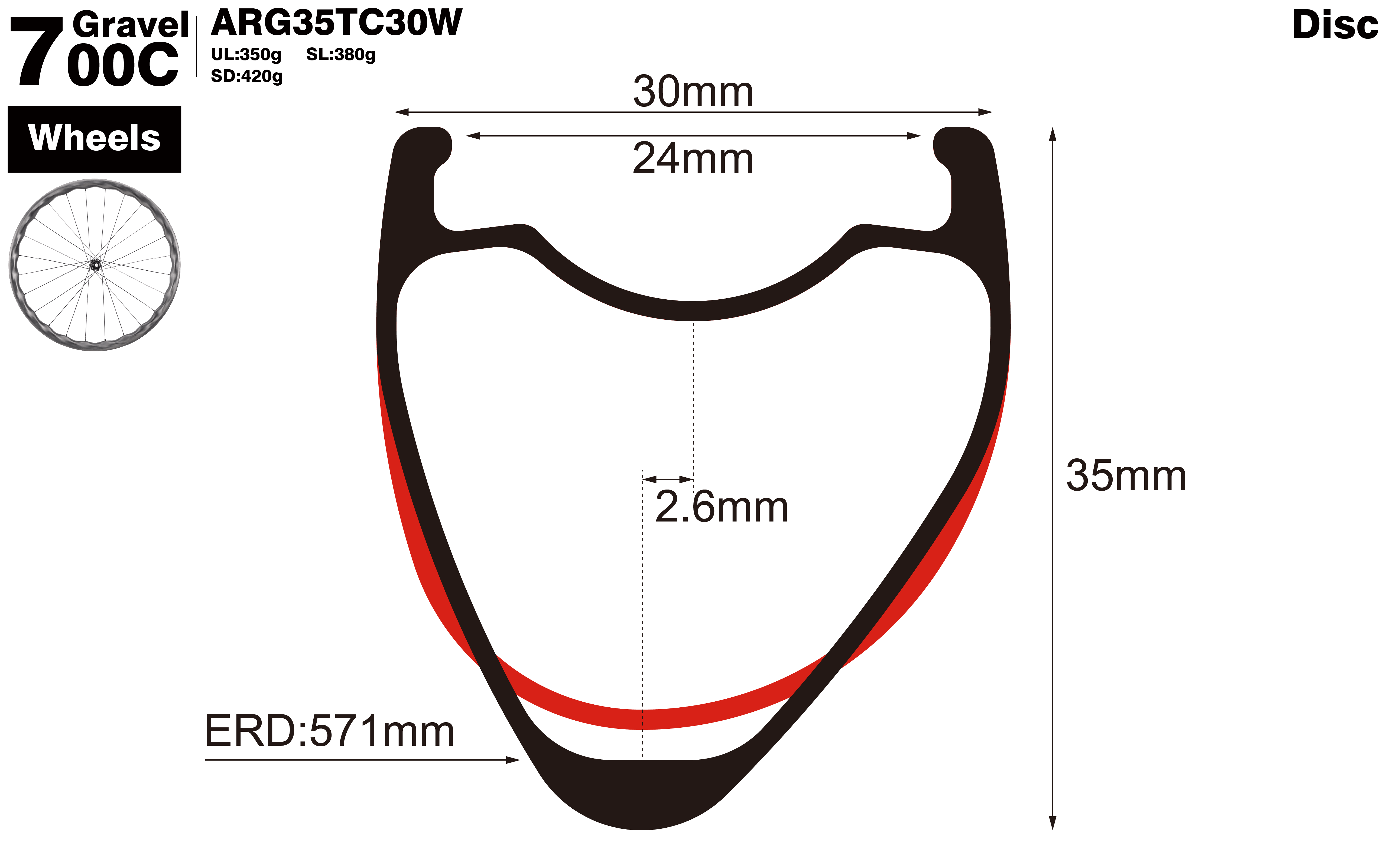700c-I24-D35-asymmetric-road-bike-gravel-carbon-wheels-profile-drawing