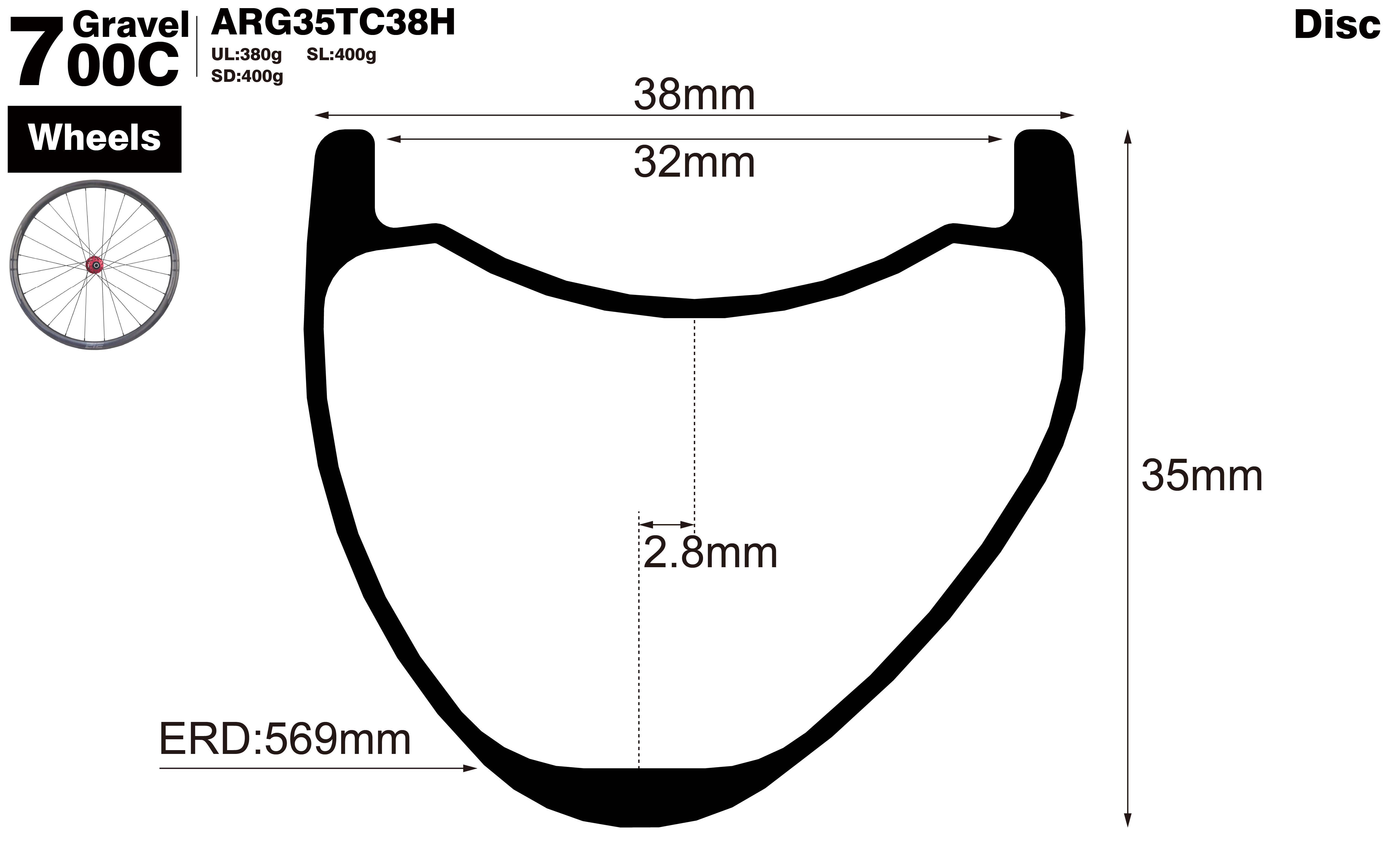 700C-I32-D35-asymmetric-road-bike-hookless-gravel-carbon-wheels-profile-drawing