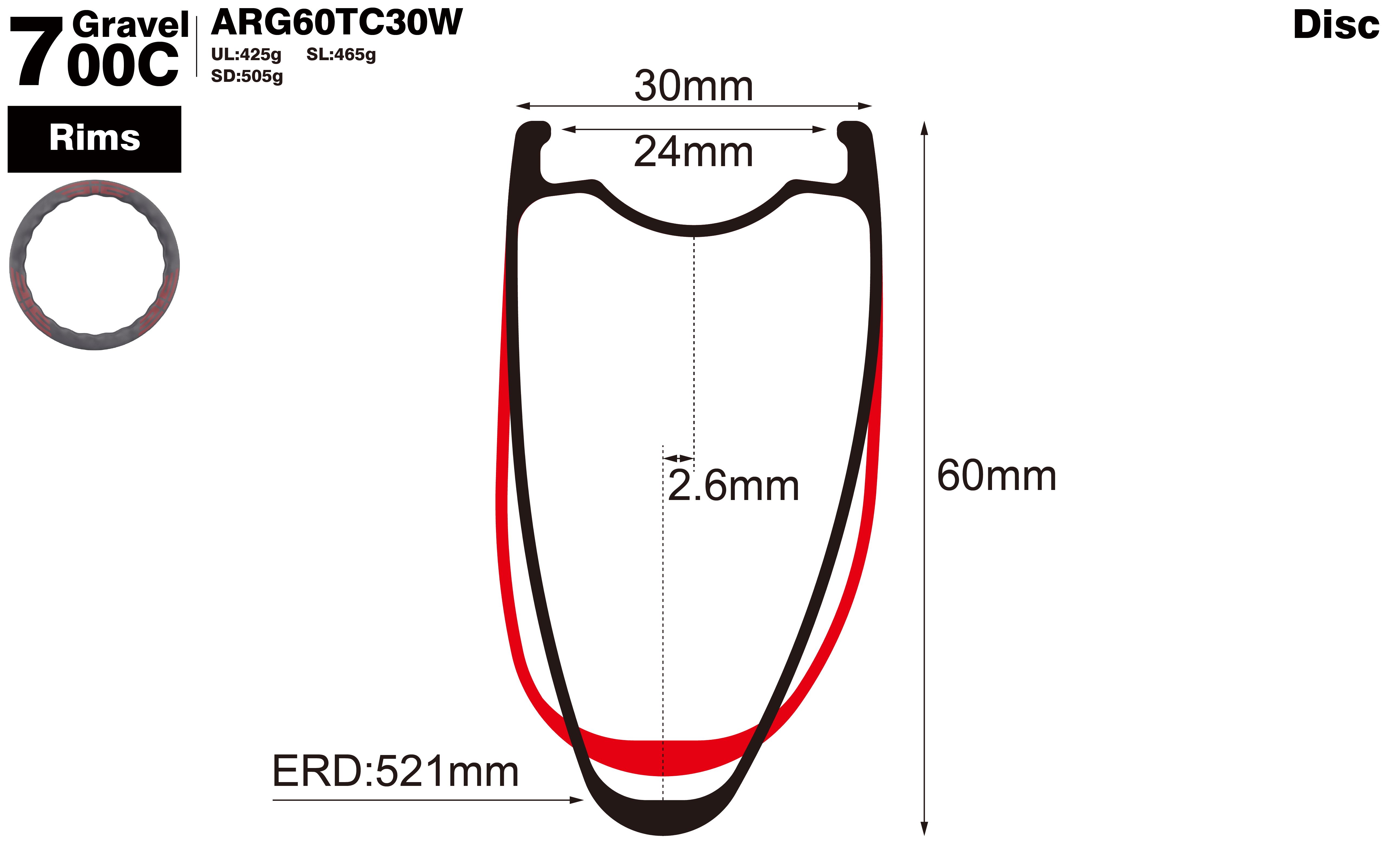 700c-I24-D60-asymmetric-road-bike-hook-gravel-carbon-rims-profile-drawing