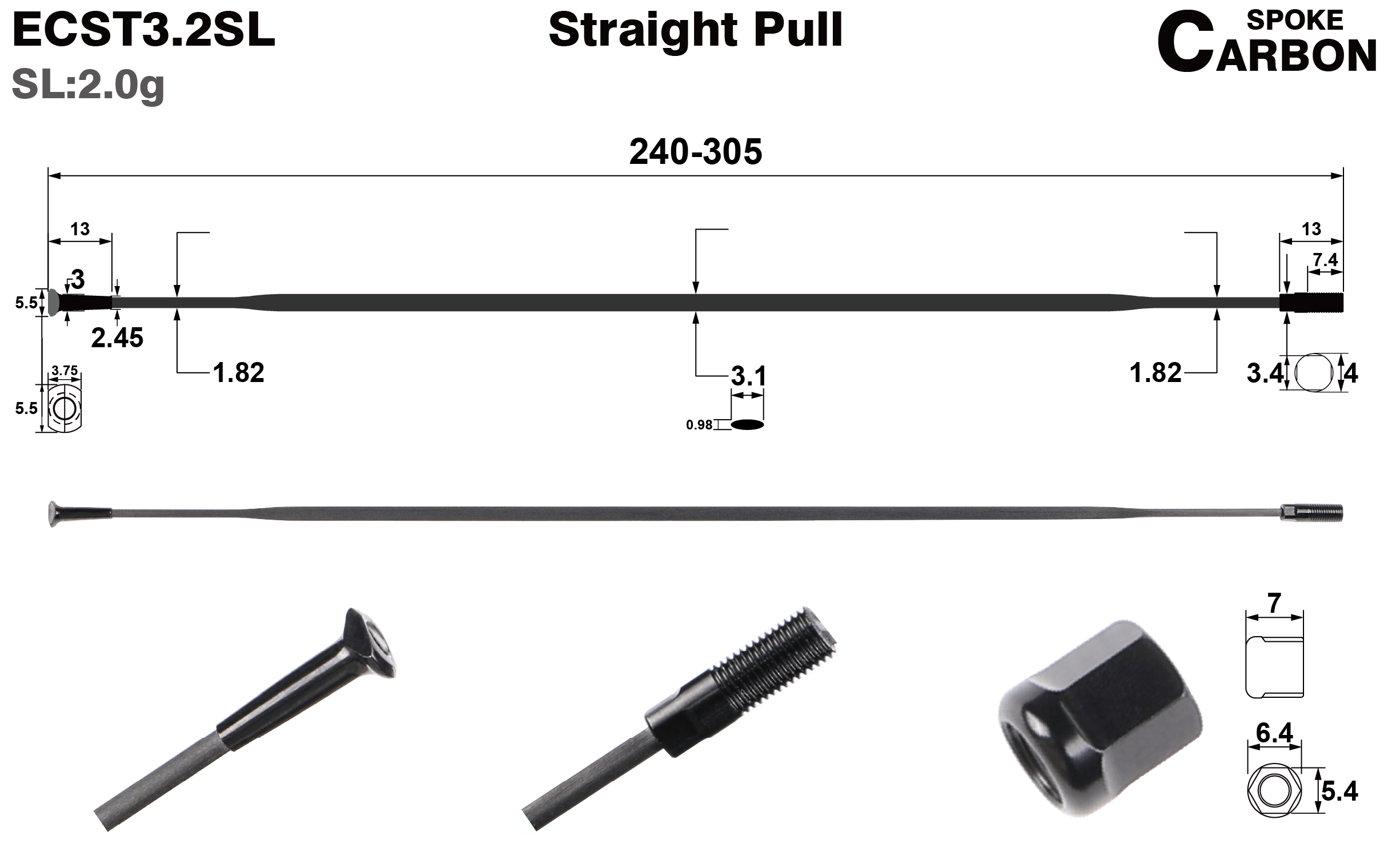 ECST3.2SL-straight-pull-carbon-spoke-T-head-rims-profile-drawing