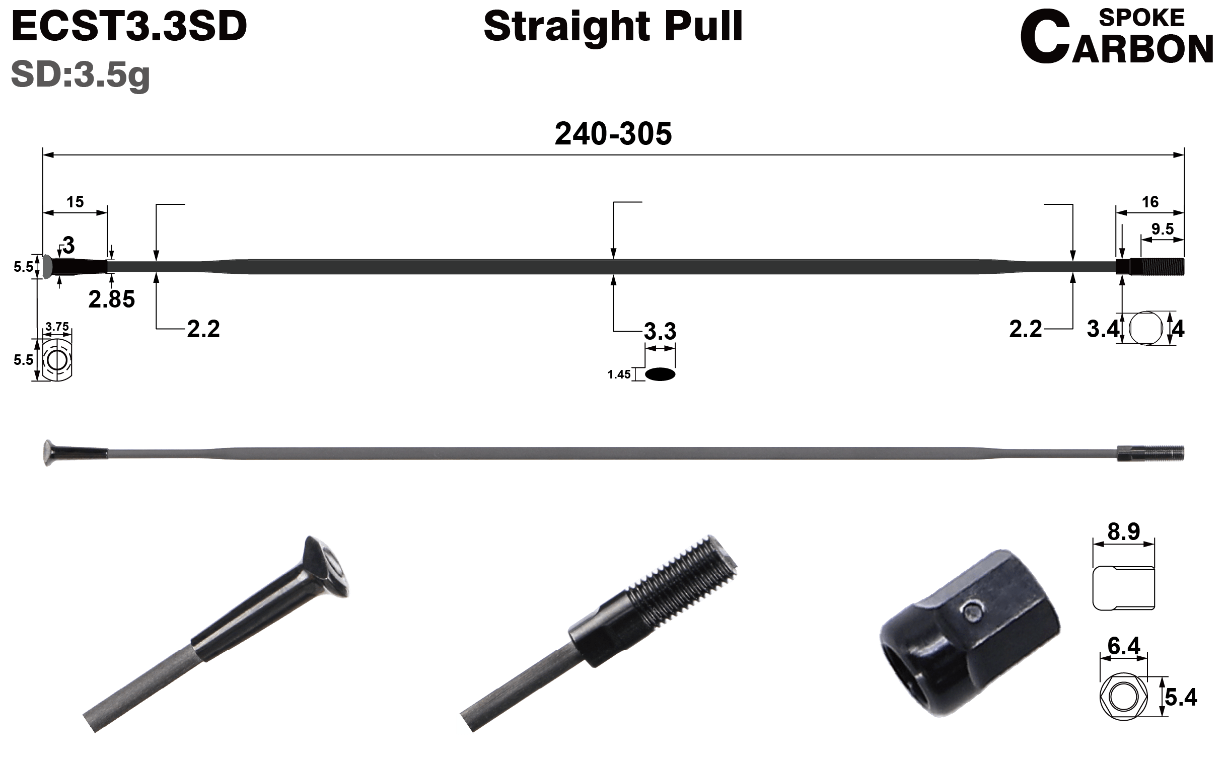 ECST3.3SD-straight-pull-carbon-spoke-T-head-rims-and-wheels-profile-drawing