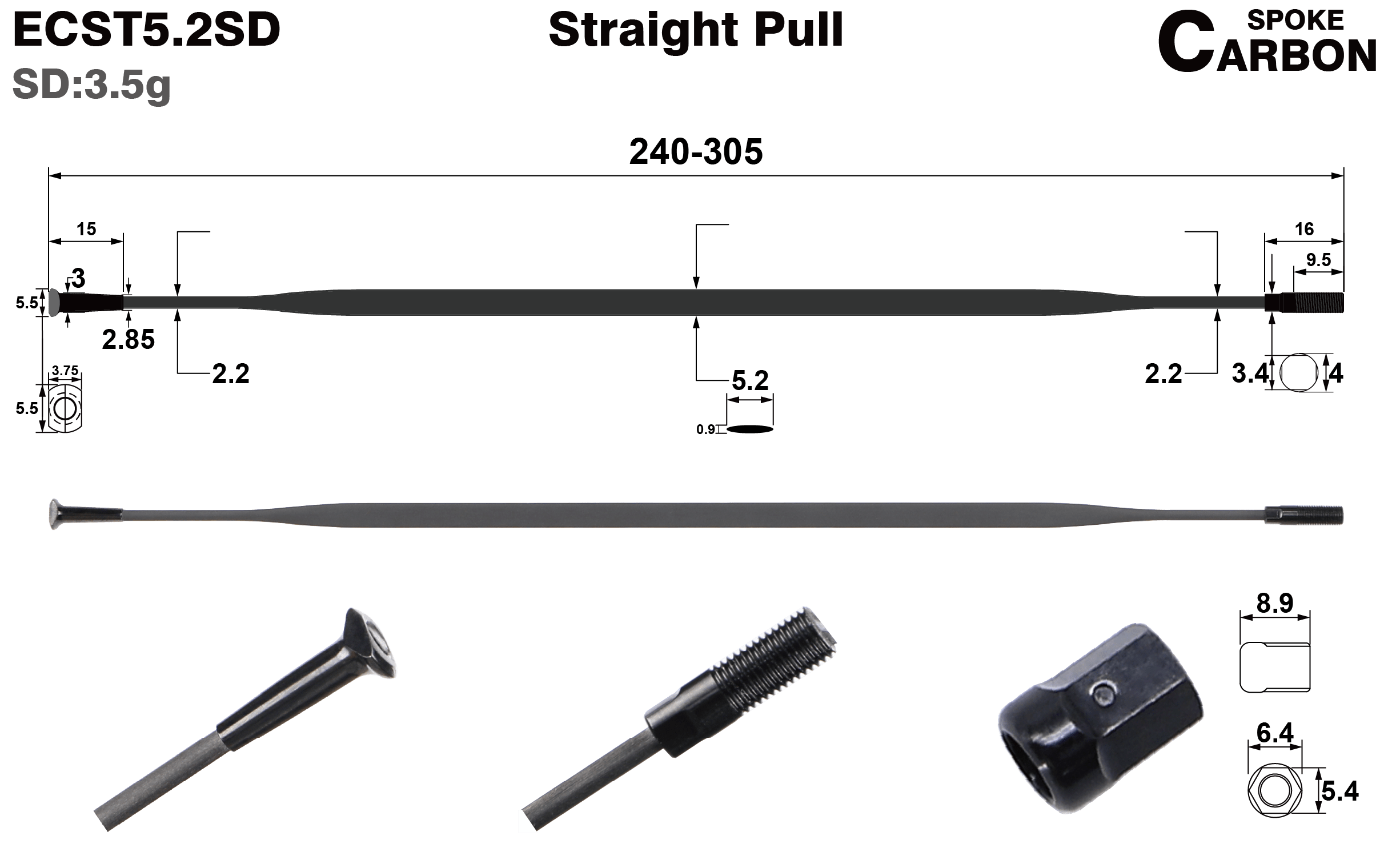 ECST5.2SD-straight-pull-carbon-spoke-T-head-rims-and-wheels-profile-drawing