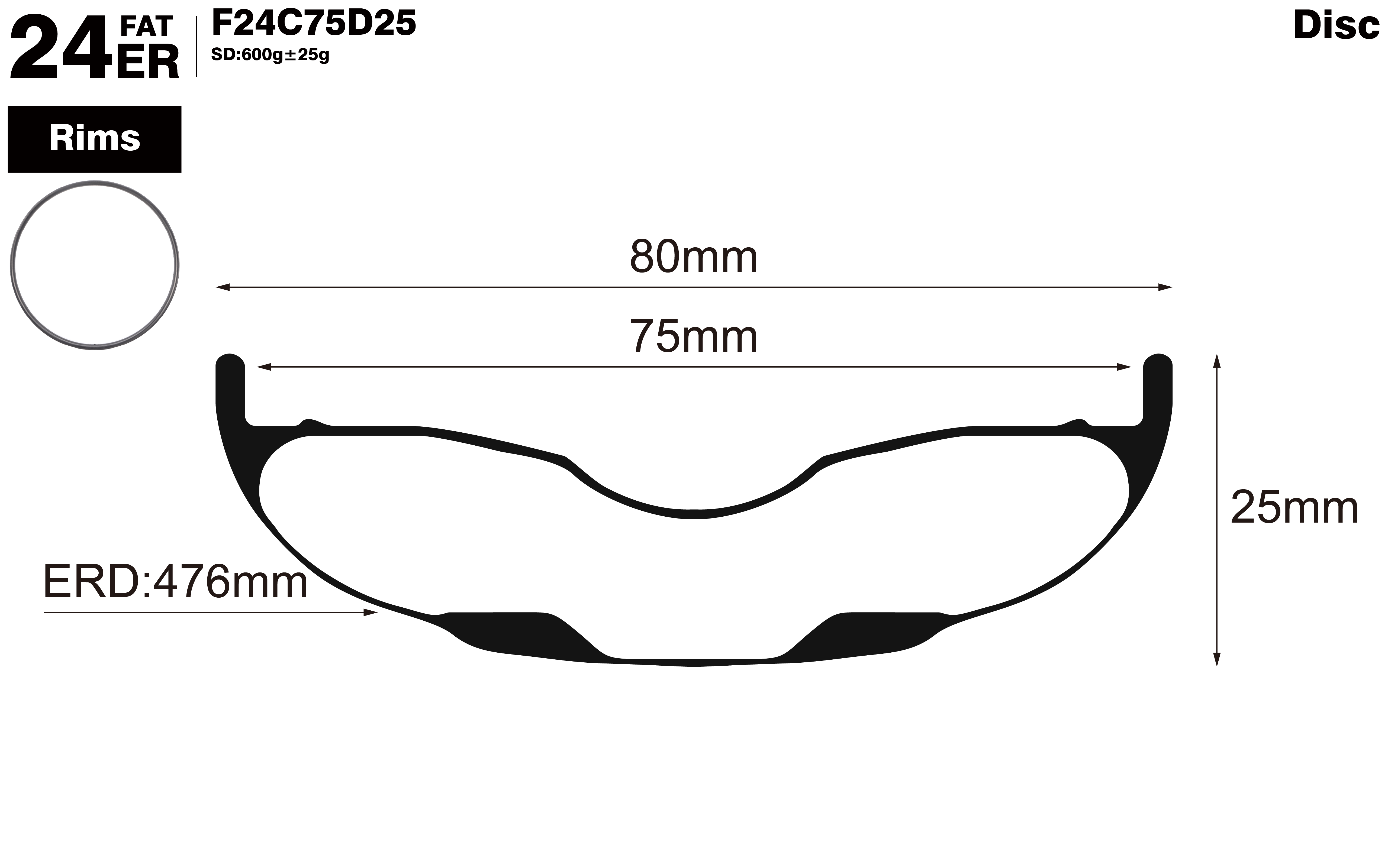 24er-I75-D25-symmetric-fat-bike-hookless-tubuless-carbon-rims-profile-drawing