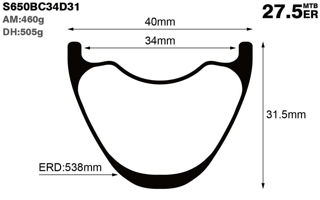 27.5er-I34-D31.5-symmetric-mountain-bike-hokkless-AM-carbon-rims-and-wheels-profile-drawing