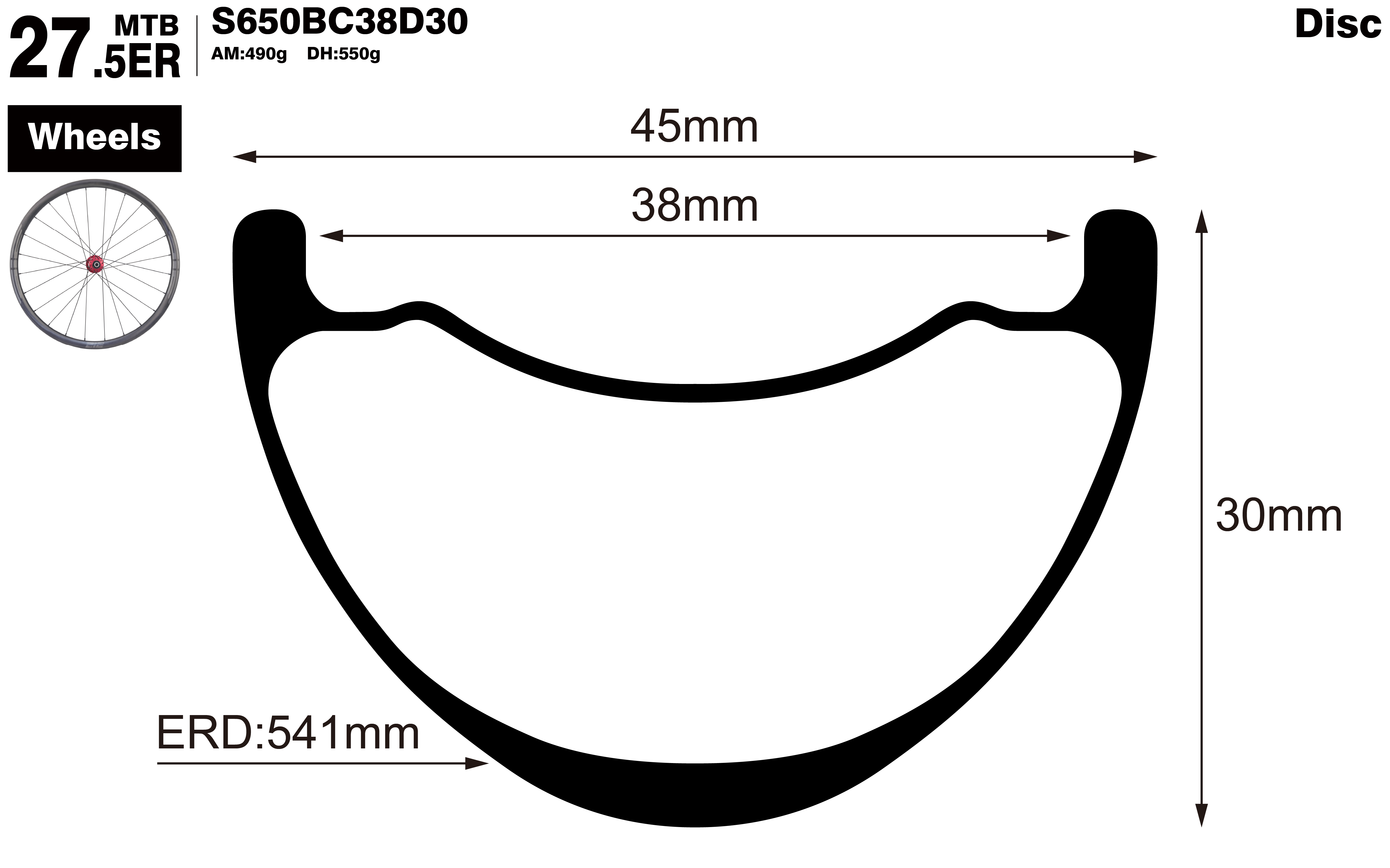 27.5er-I38-D30-symmetric-mountain-bike-hookless-AM-carbon-wheels-profile-drawing