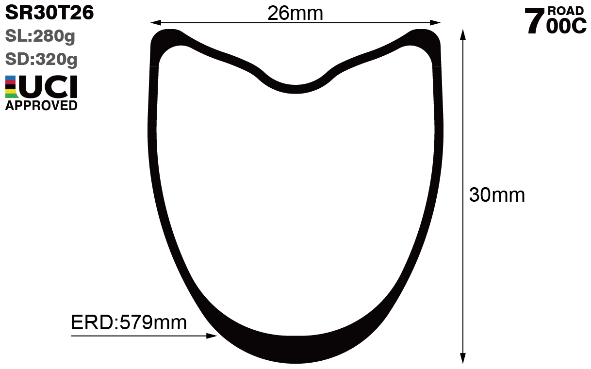 700c-I26-D30-symmetric-road-bike-tubular-carbon-rims-and-wheels-profile-drawing