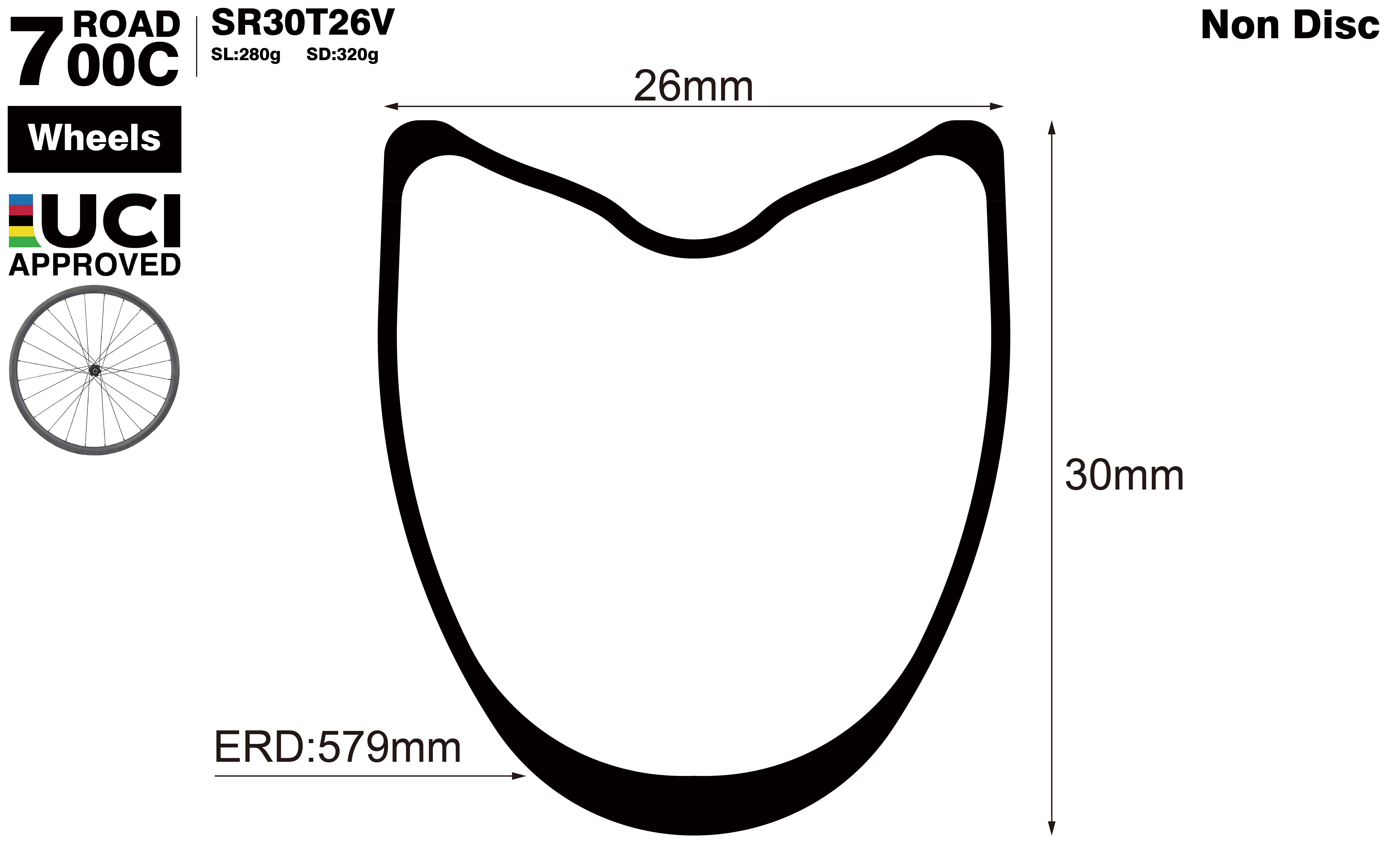 700C-I26-D30-symmetric-road-bike-tubuless-carbon-wheels-profile-drawing