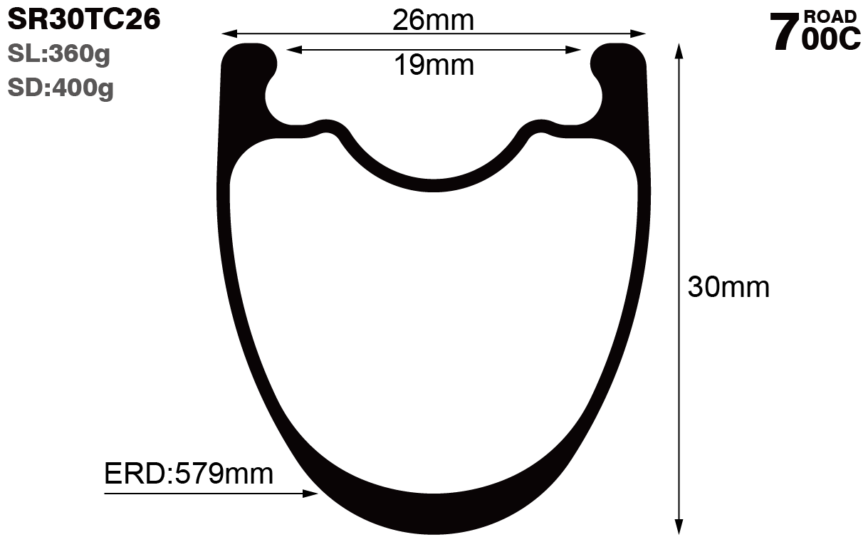 700c-I19-D30-symmetric-road-bike-clincher-carbon-rims-and-wheels-profile-drawing