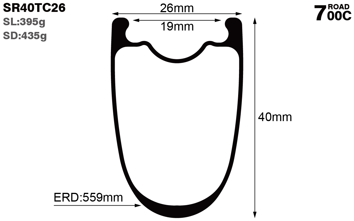 700C-I19-D40-symmetric-road-bike-clincher-carbon-rims-and-wheels-profile-drawing