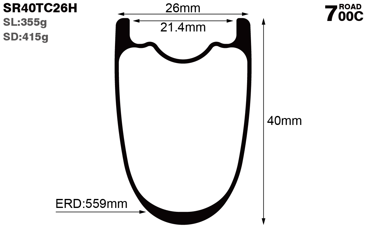 700C-I21.4-D40-symmetric-road-bike-hookless-clincher-carbon-rims-and-wheels-profile-drawing