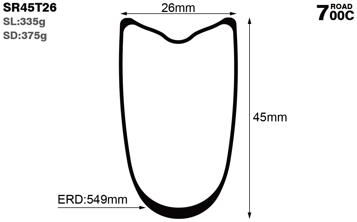 700C-I26-D45-symmetric-road-bike-tubular-carbon-rims-and-wheels-profile-drawing