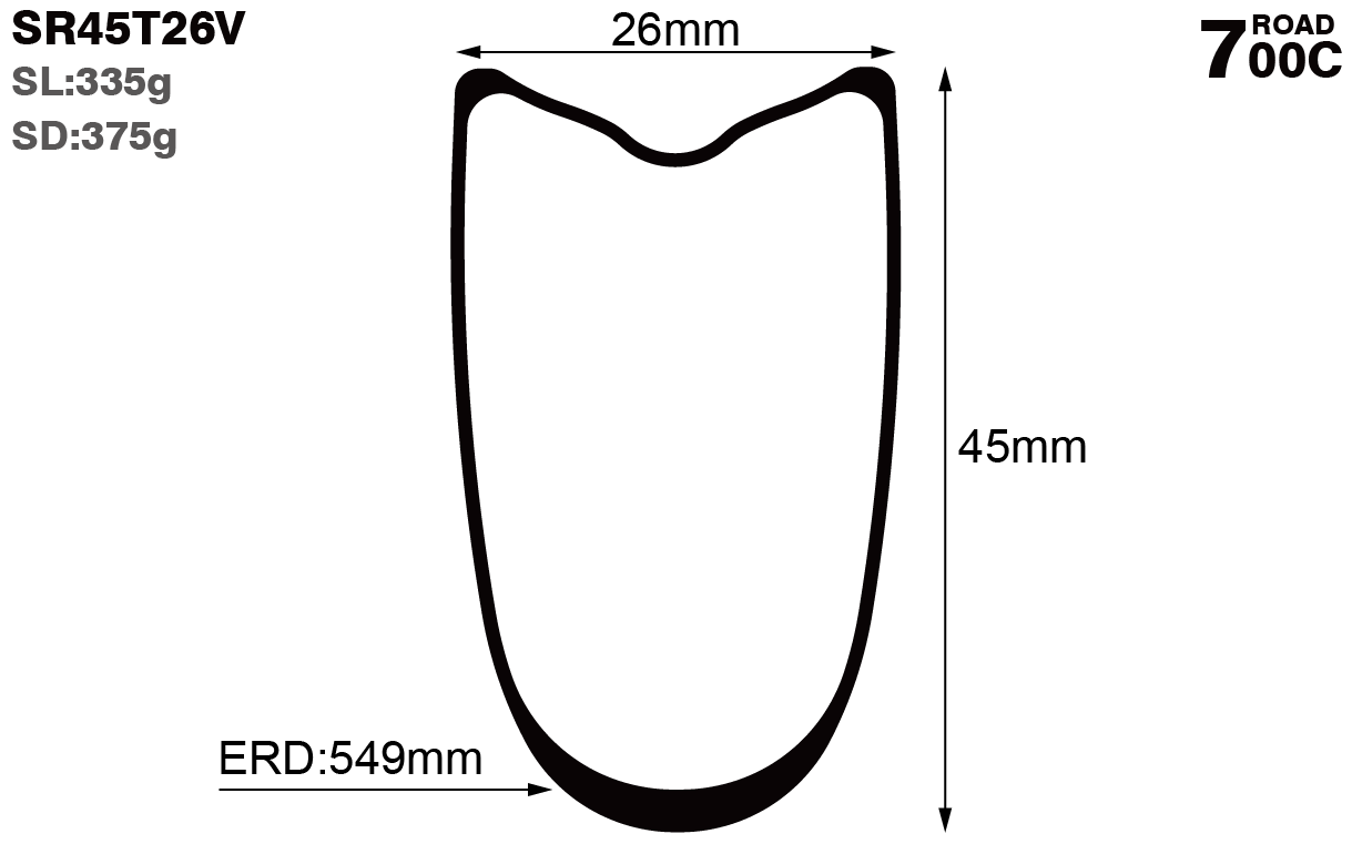 700c-I26-D45-symmetric-road-bike-tubular-carbon-rims-and-wheels-profile-drawing